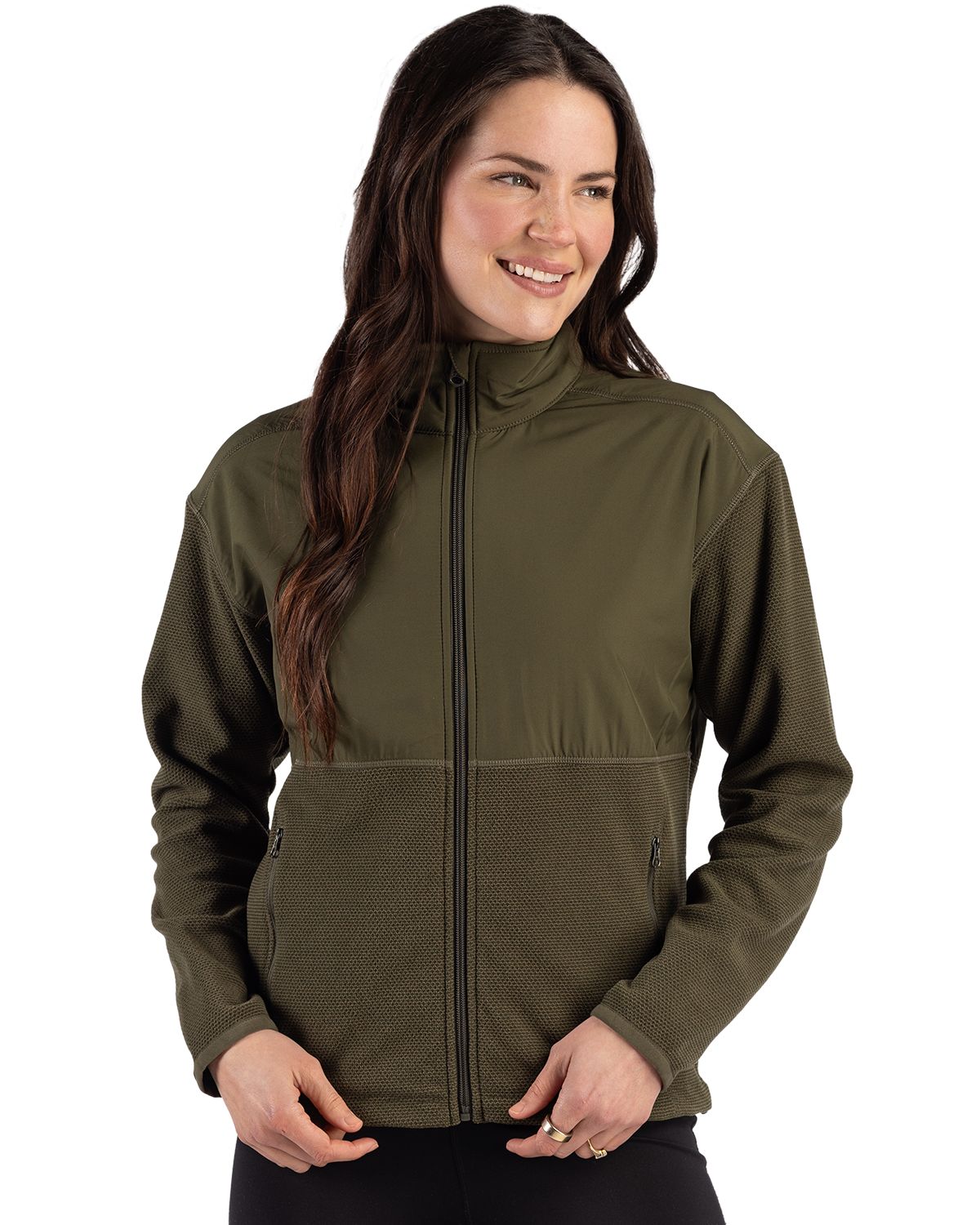 Cutter & Buck Hunts Point Recycled Fleece Womens Hybrid Full Zip Jacket - LCK00230