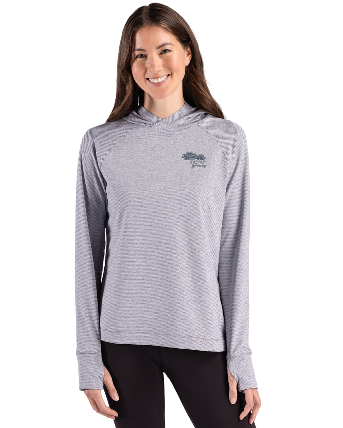 Torrey Pines Cutter & Buck Adapt Recycled Soft Knit Stripe Womens Hooded Pullover - LCK00236-35492