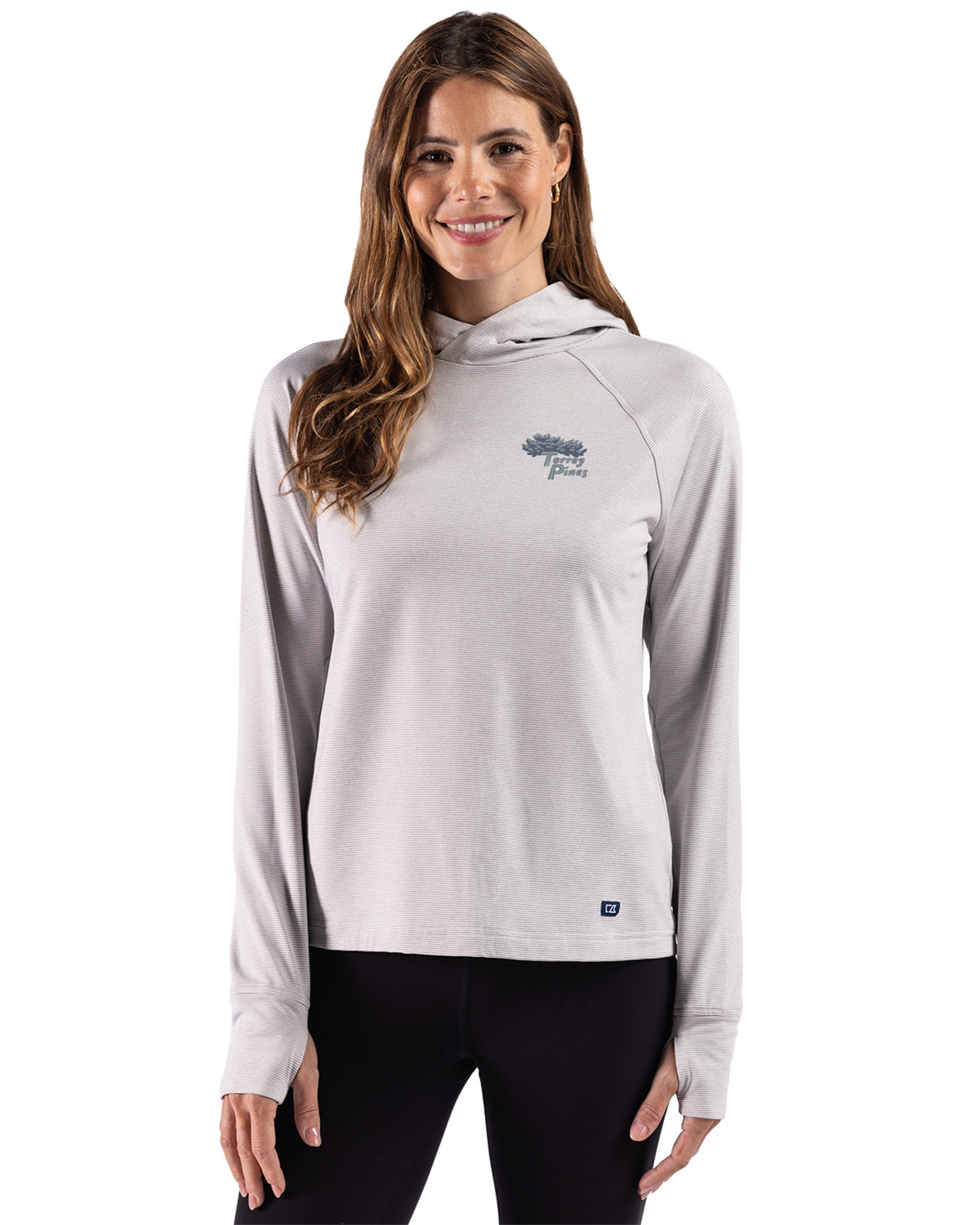 Torrey Pines Cutter & Buck Adapt Recycled Soft Knit Stripe Womens Hooded Pullover - LCK00236-35492