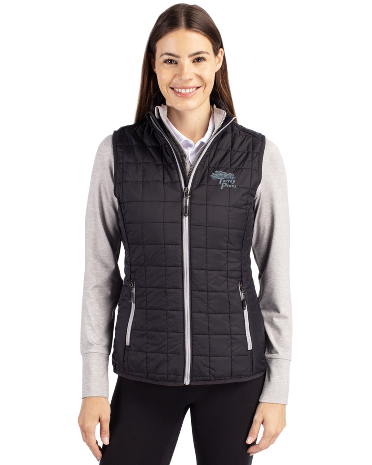 Torrey Pines Cutter & Buck Rainier Recycled Insulated Puffer Womens Full Zip Vest - LCO00008-35492
