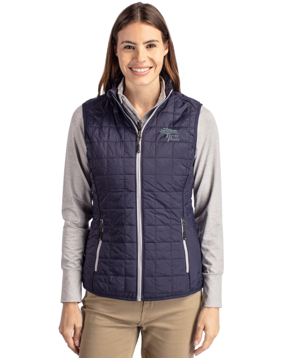 Torrey Pines Cutter & Buck Rainier Recycled Insulated Puffer Womens Full Zip Vest - LCO00008-35492