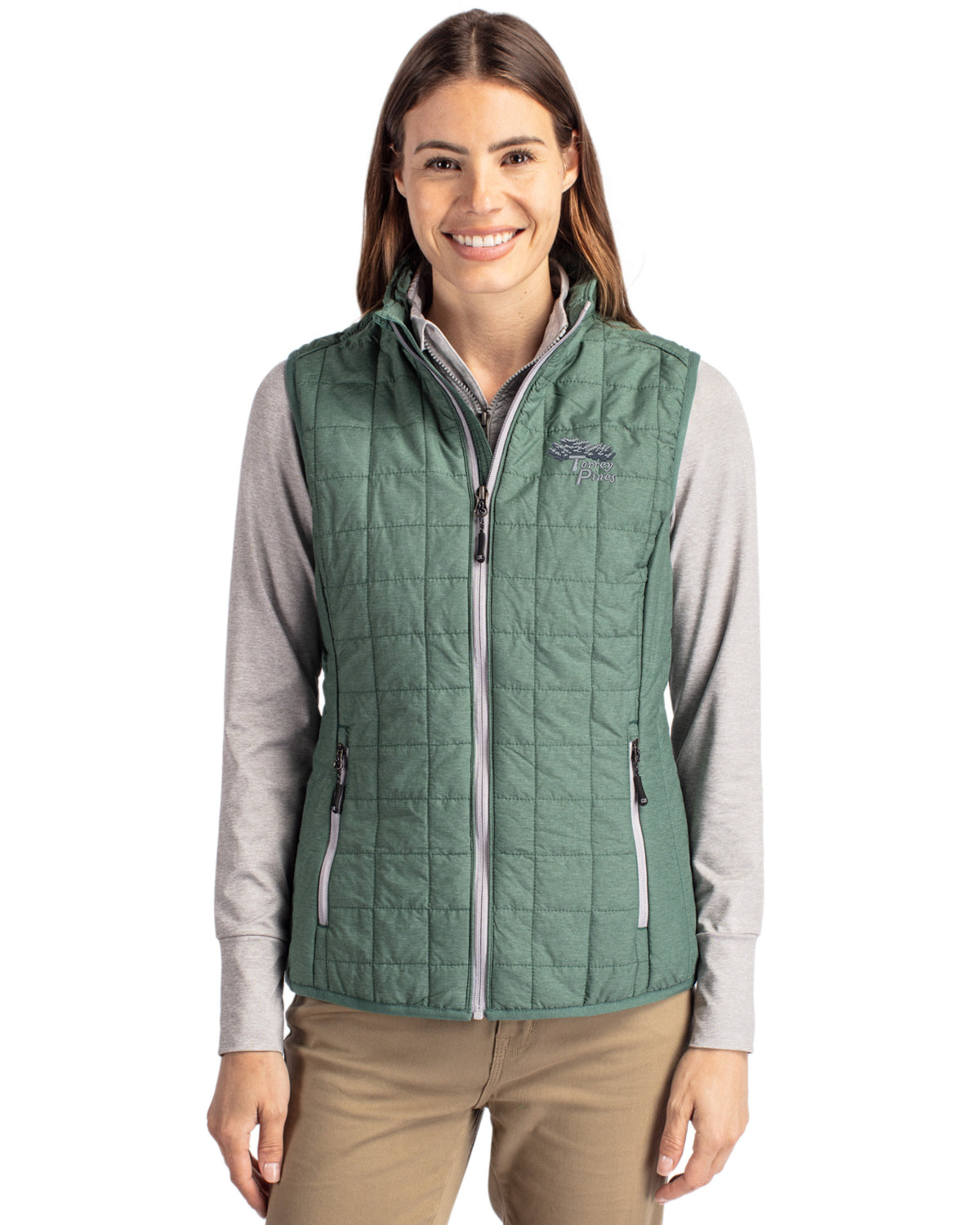 Torrey Pines Cutter & Buck Rainier Recycled Insulated Puffer Womens Full Zip Vest - LCO00008-35492