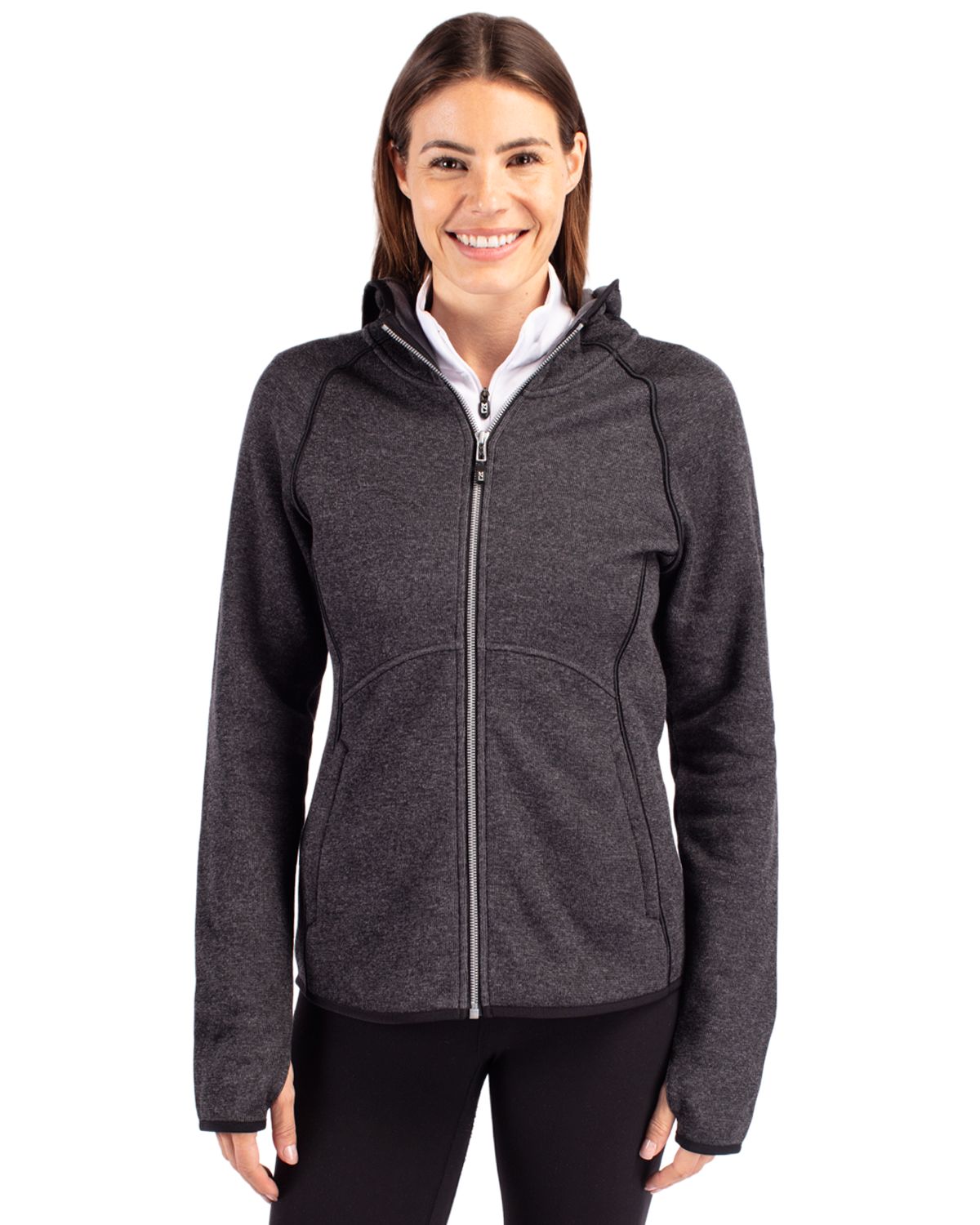Cutter & Buck Mainsail Sweater-Knit Womens Full Zip Hooded Jacket - LCO00035