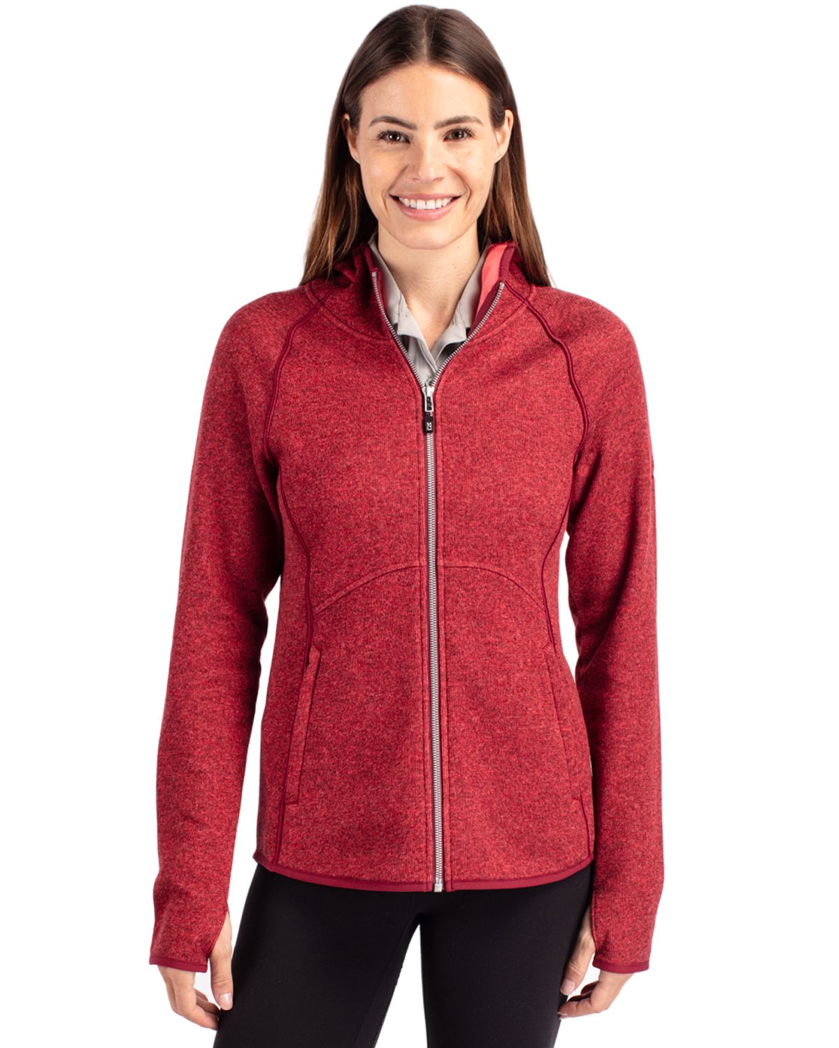 Cutter & Buck Mainsail Sweater-Knit Womens Full Zip Hooded Jacket - LCO00035