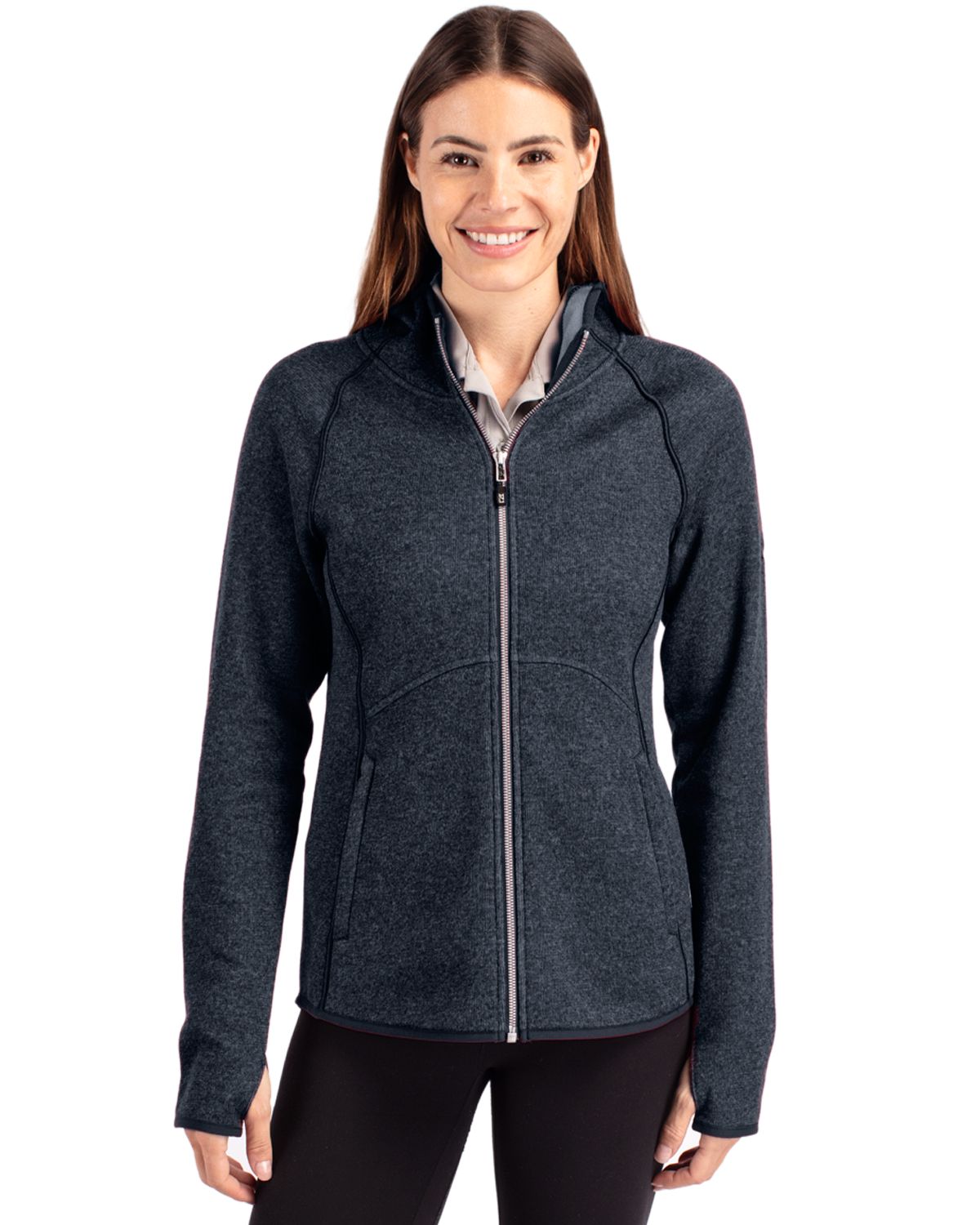Cutter & Buck Mainsail Sweater-Knit Womens Full Zip Hooded Jacket - LCO00035