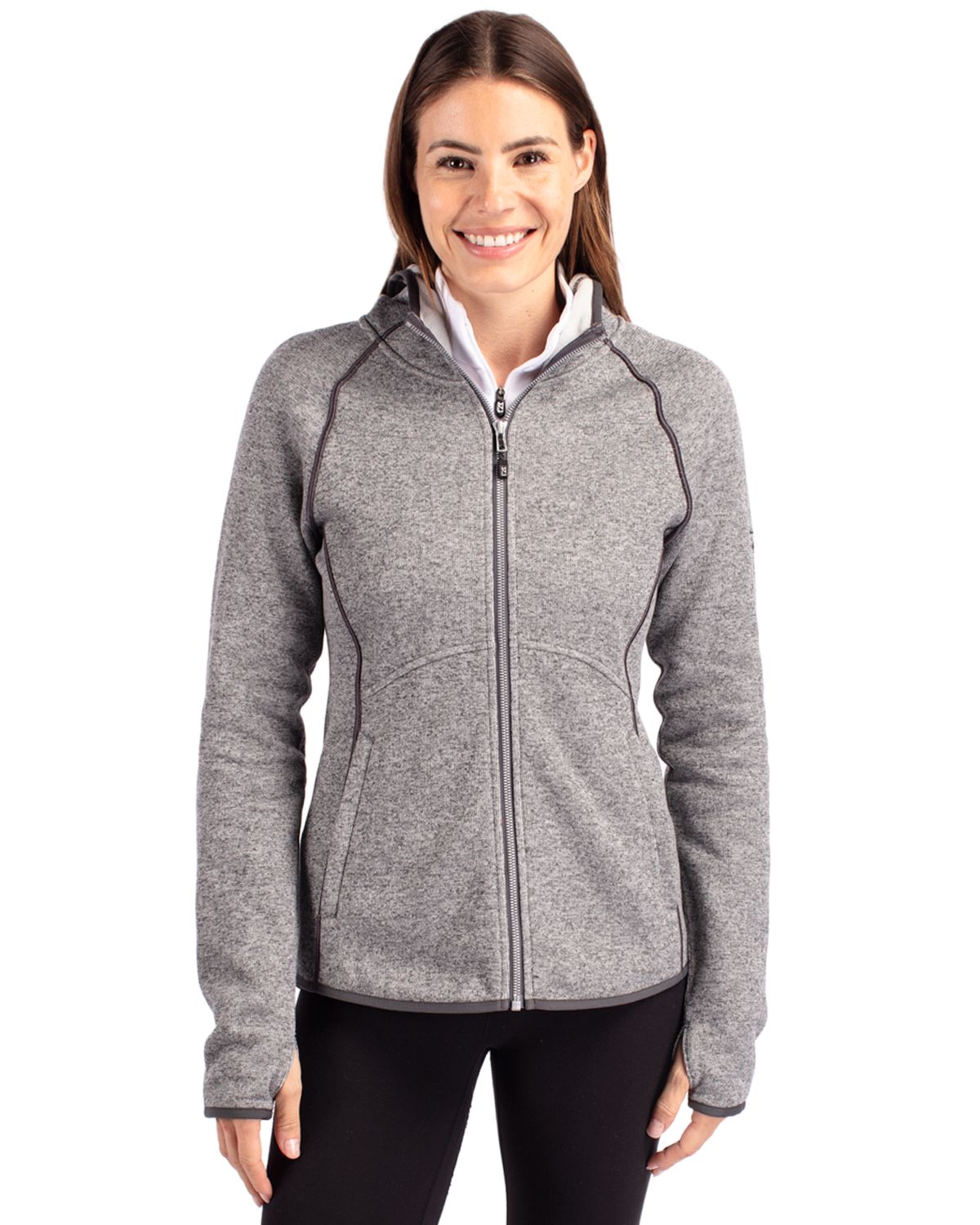 Cutter & Buck Mainsail Sweater-Knit Womens Full Zip Hooded Jacket - LCO00035