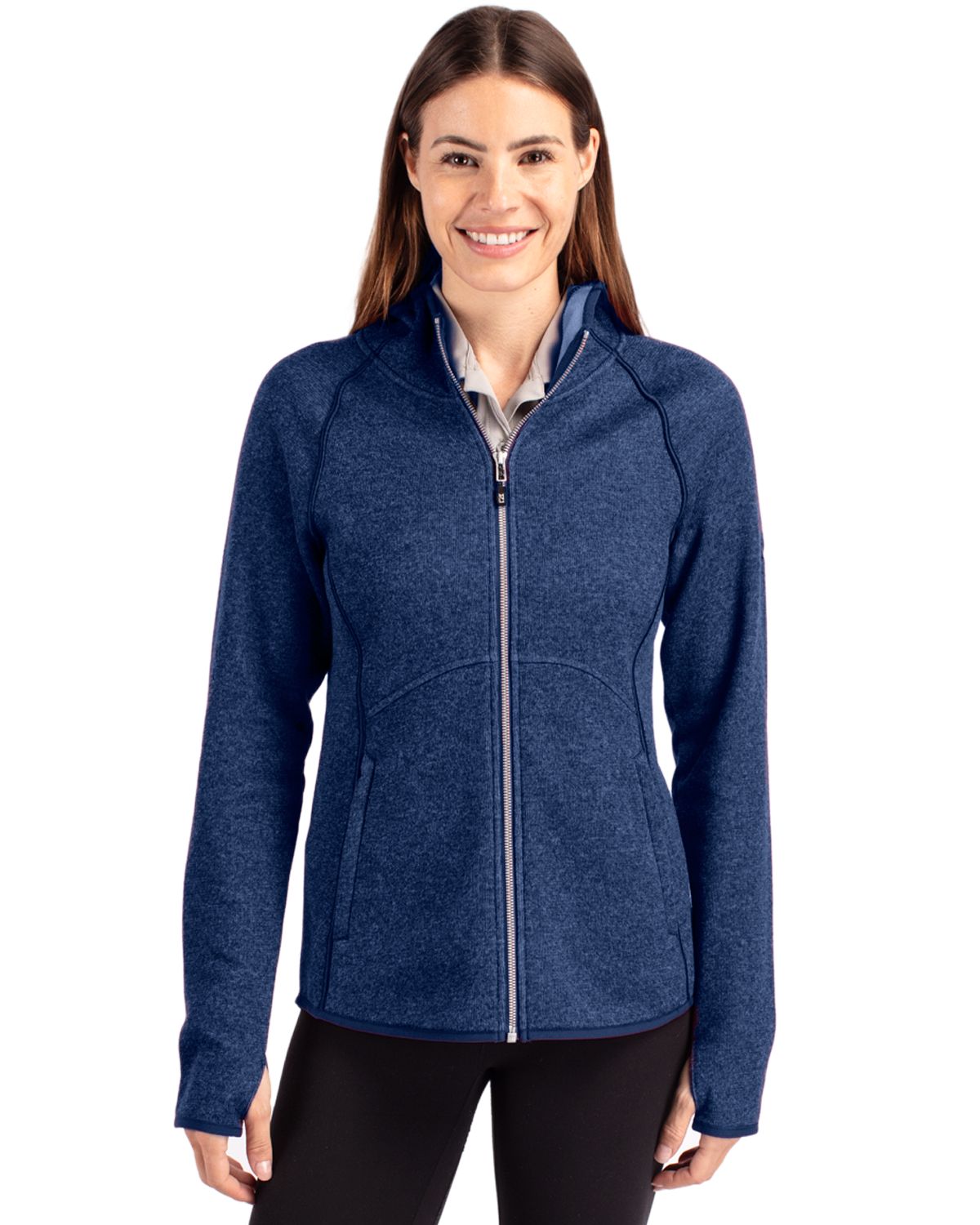 Cutter & Buck Mainsail Sweater-Knit Womens Full Zip Hooded Jacket - LCO00035