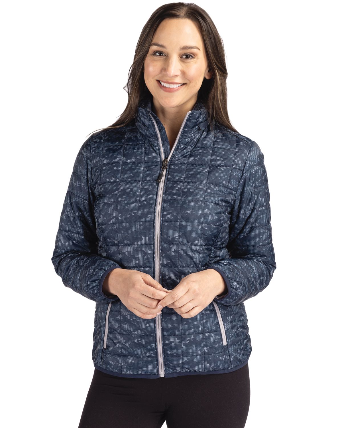 Cutter & Buck Rainier Recycled Insulated Printed Puffer Womens Full Zip Jacket - LCO00053