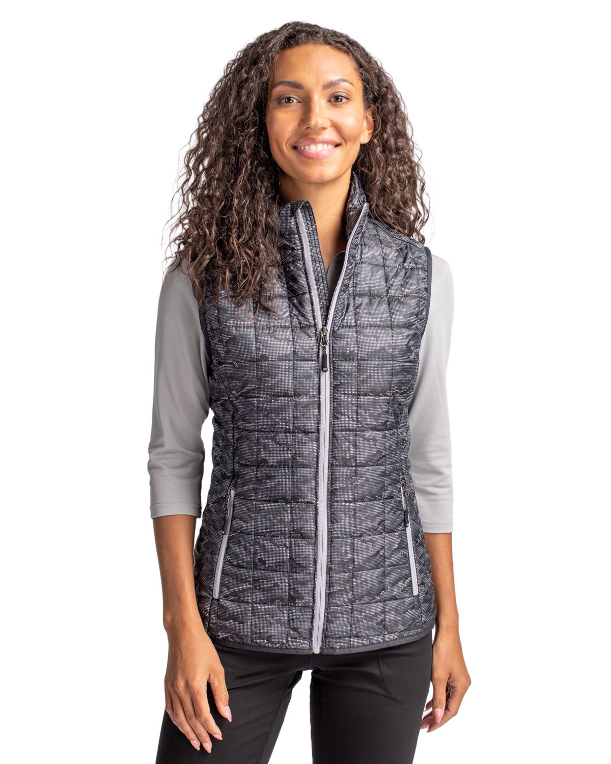 Cutter & Buck Rainier Recycled Insulated Printed Puffer Womens Full Zip Vest - LCO00054