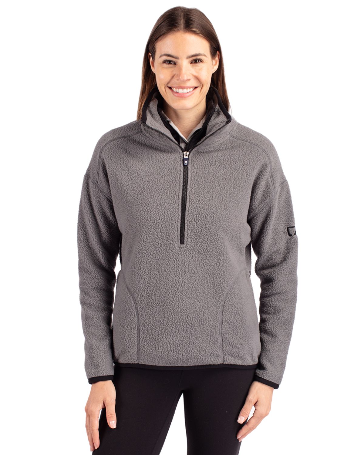 Cutter & Buck Cascade Epic Comfort Recycled Sherpa Fleece Womens Pullover Jacket - LCO00056