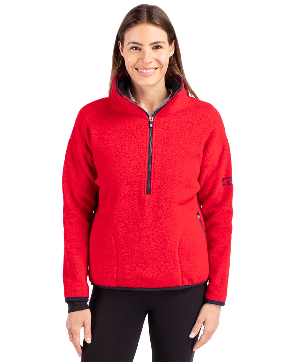 Cutter & Buck Cascade Epic Comfort Recycled Sherpa Fleece Womens Pullover Jacket - LCO00056