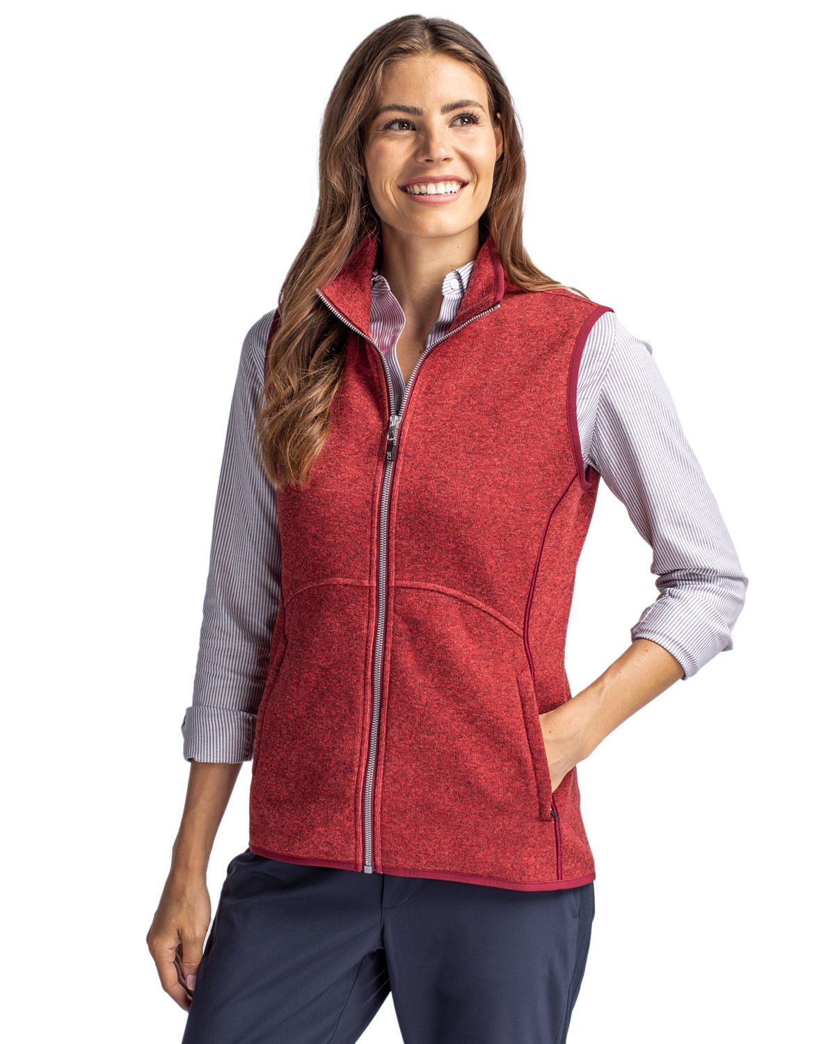 Cutter & Buck Mainsail Sweater-Knit Womens Full Zip Vest - LCO00058