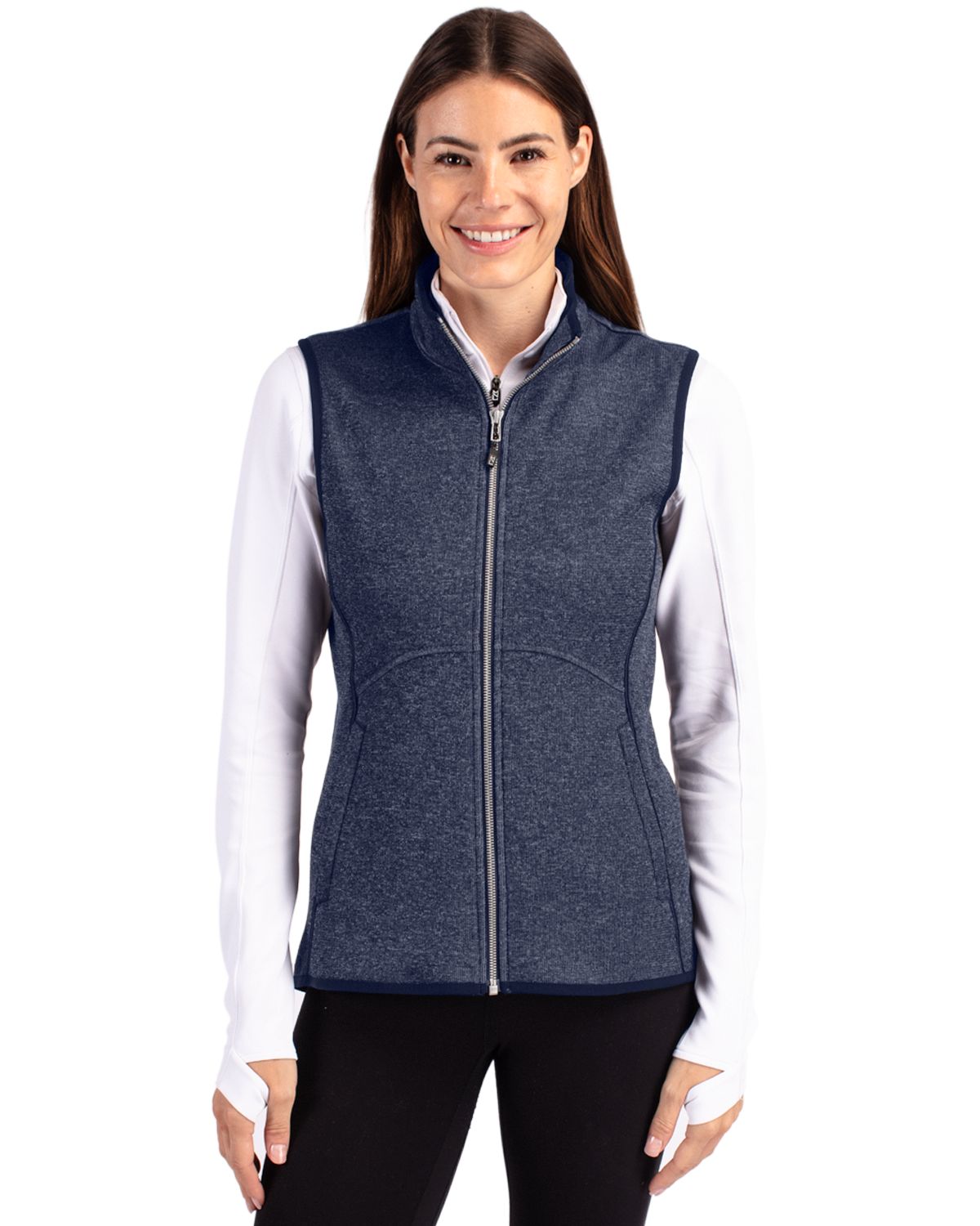 Cutter & Buck Mainsail Sweater-Knit Womens Full Zip Vest - LCO00058
