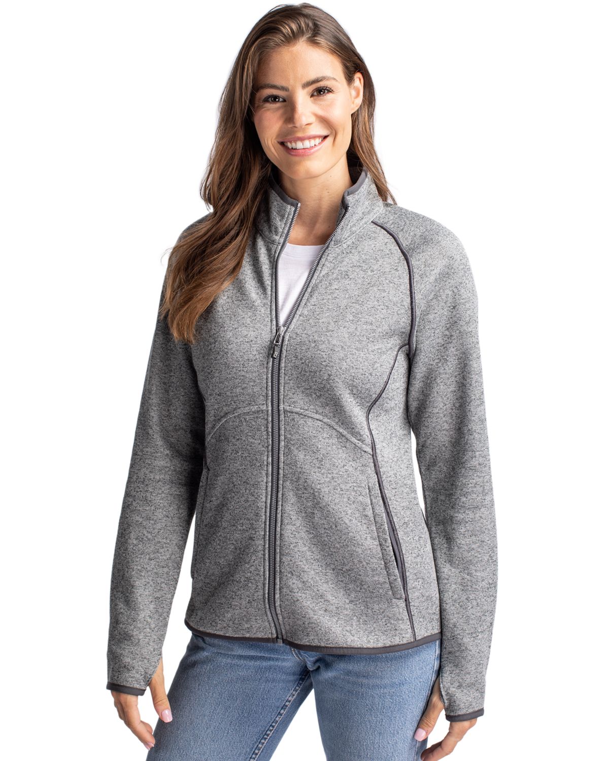 Cutter & Buck Mainsail Sweater-Knit Womens Full Zip Jacket - LCO00059