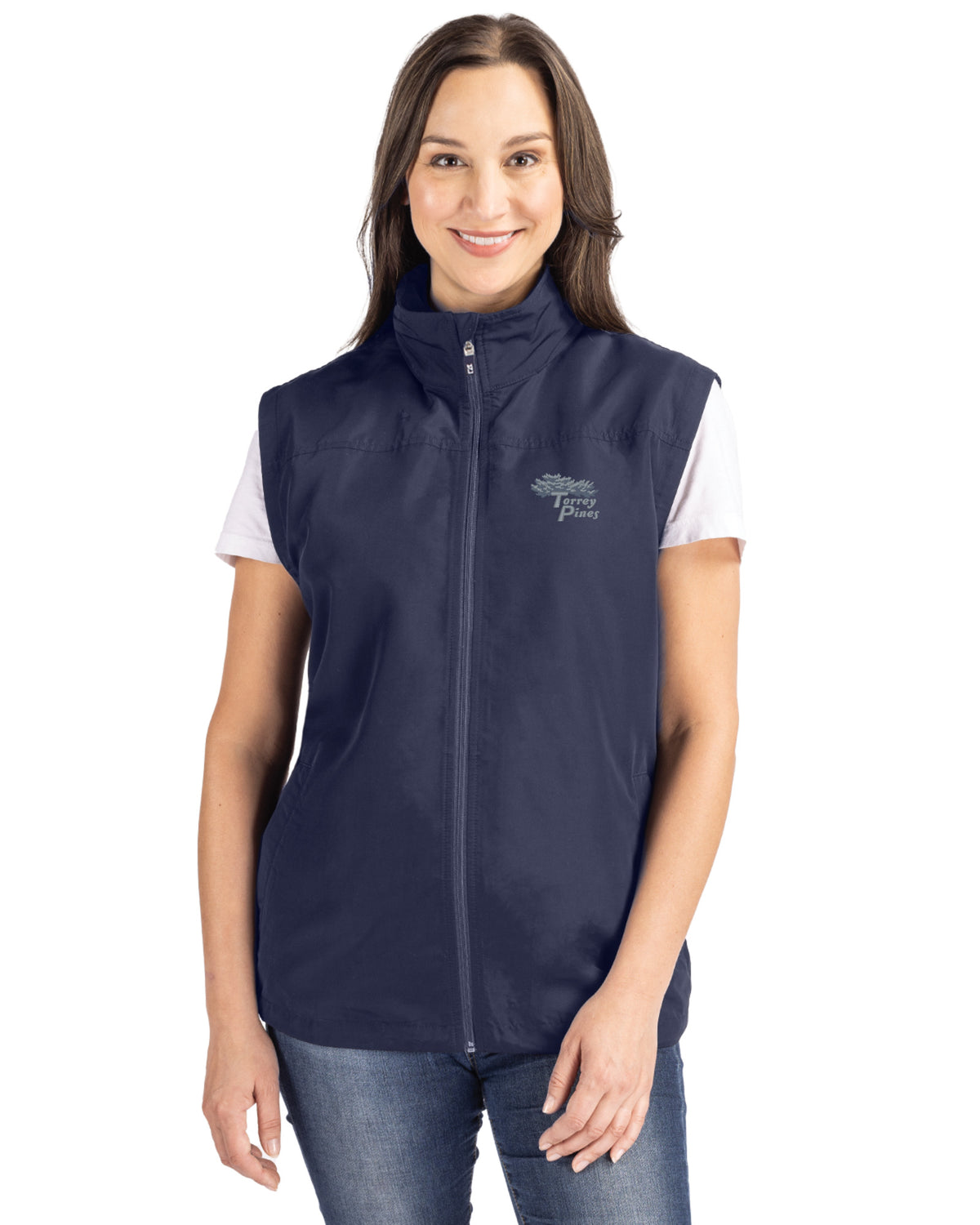 Torrey Pines Cutter & Buck Charter Recycled Packable Womens Full Zip Vest - LCO00068-35492
