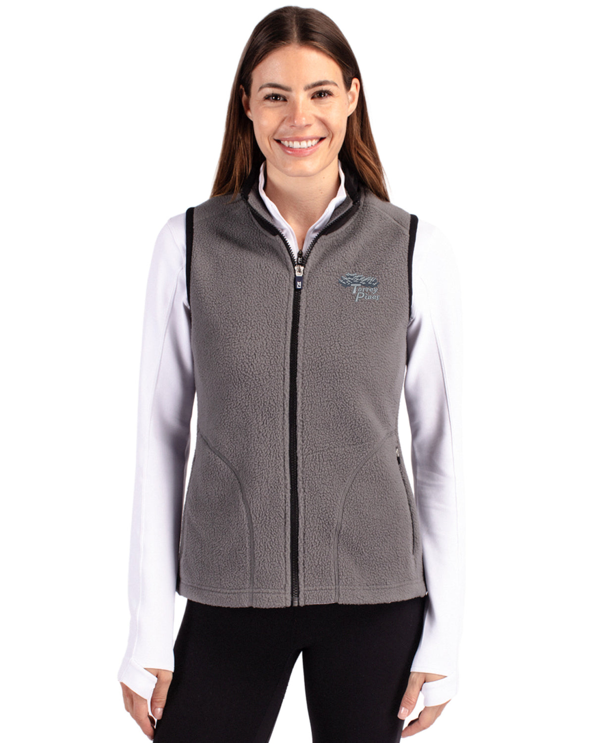 Torrey Pines Cutter & Buck Cascade Epic Comfort Recycled Sherpa Fleece Womens Full Zip Vest - LCO00071-35492