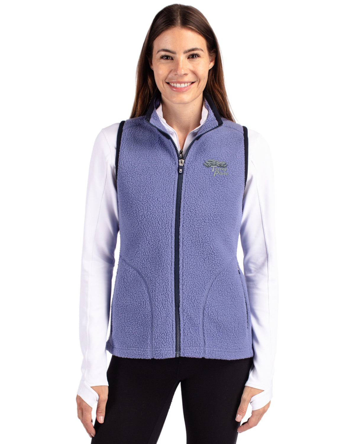 Torrey Pines Cutter & Buck Cascade Epic Comfort Recycled Sherpa Fleece Womens Full Zip Vest - LCO00071-35492