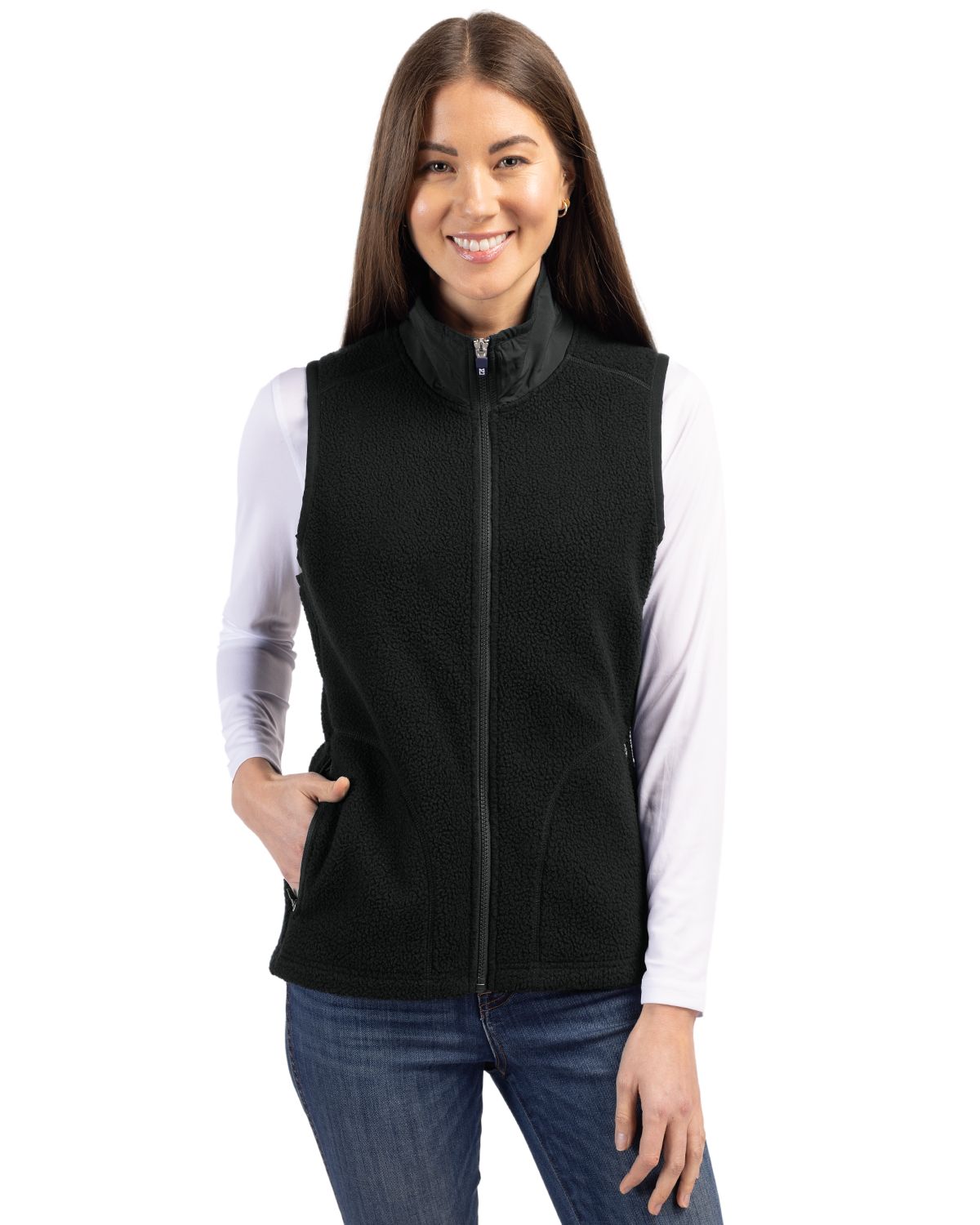 Cutter & Buck Cascade Epic Comfort Recycled Sherpa Fleece Womens Full Zip Vest - LCO00071