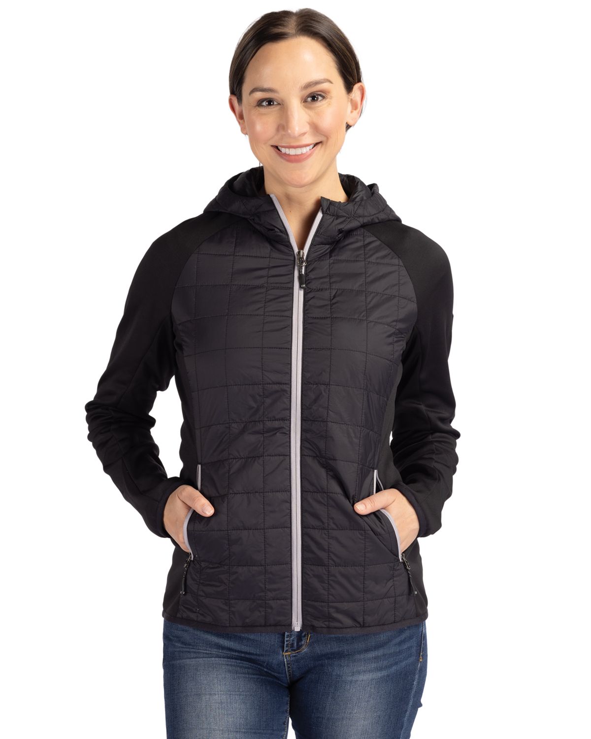 Cutter & Buck Rainier Recycled Insulated Hybrid Puffer Womens Full Zip Jacket - LCO00073