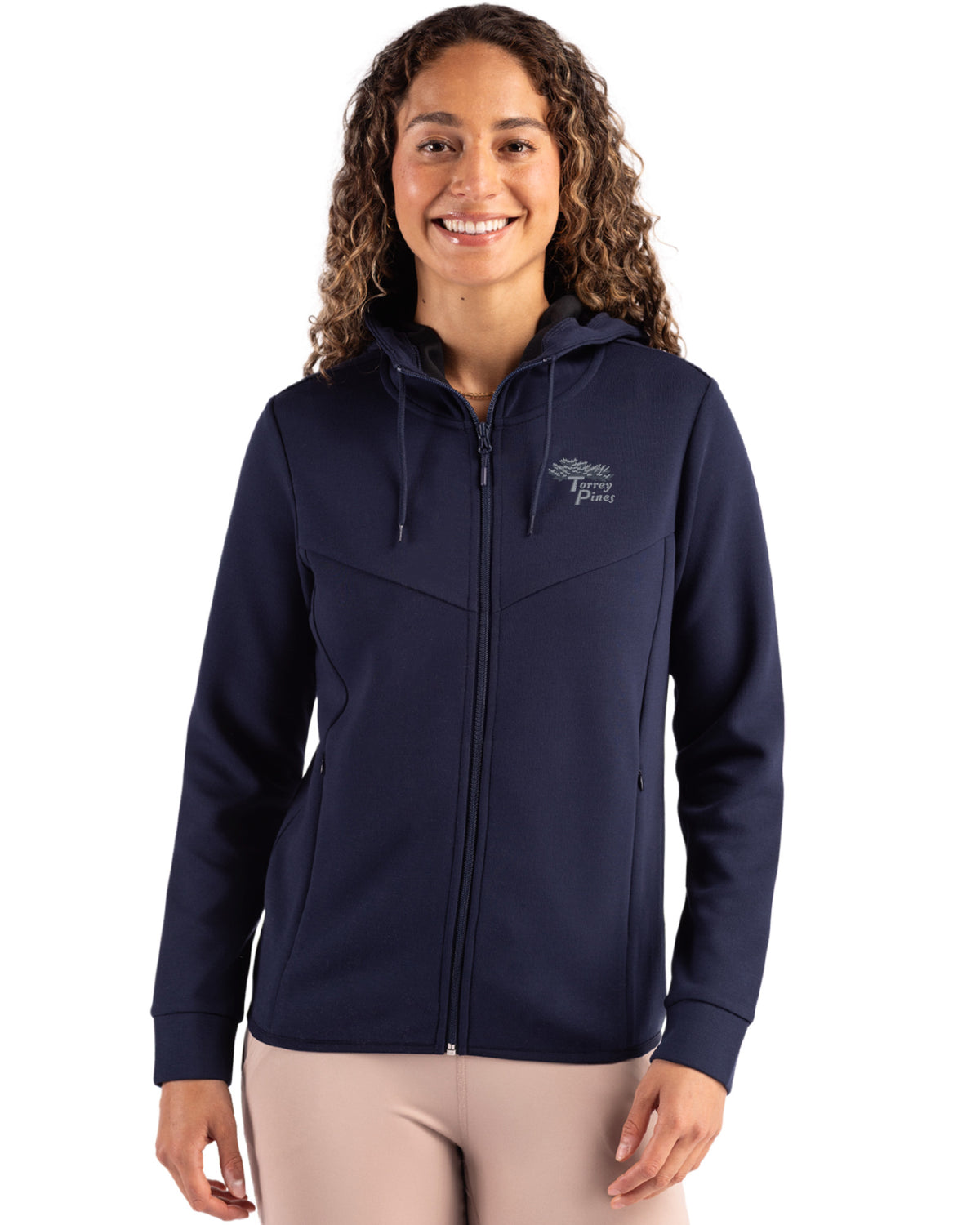Torrey Pines Clique Haven Recycled Womens Full Zip Hooded Sweatshirt - LQK00091-35492