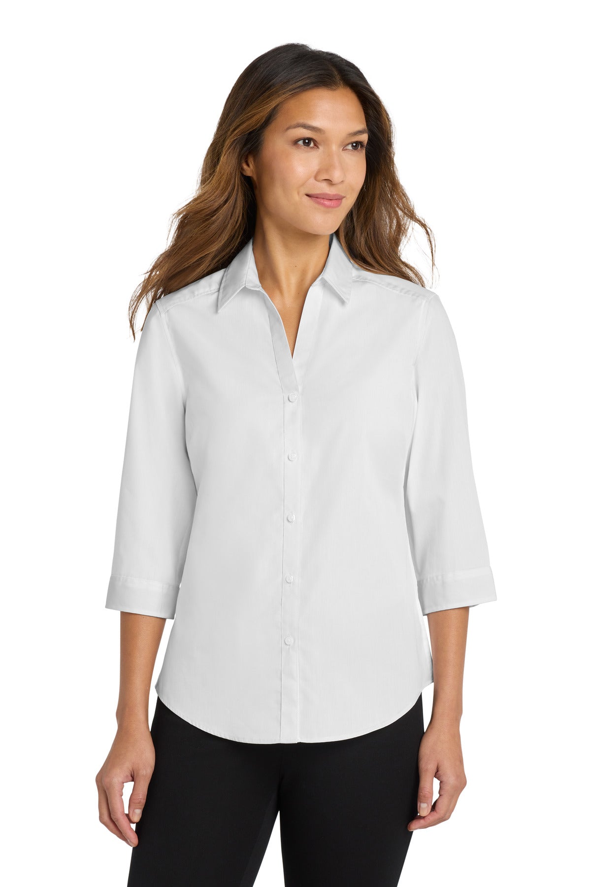 Port Authority ®  Women's 3/4-Sleeve Carefree Poplin Shirt. LW102
