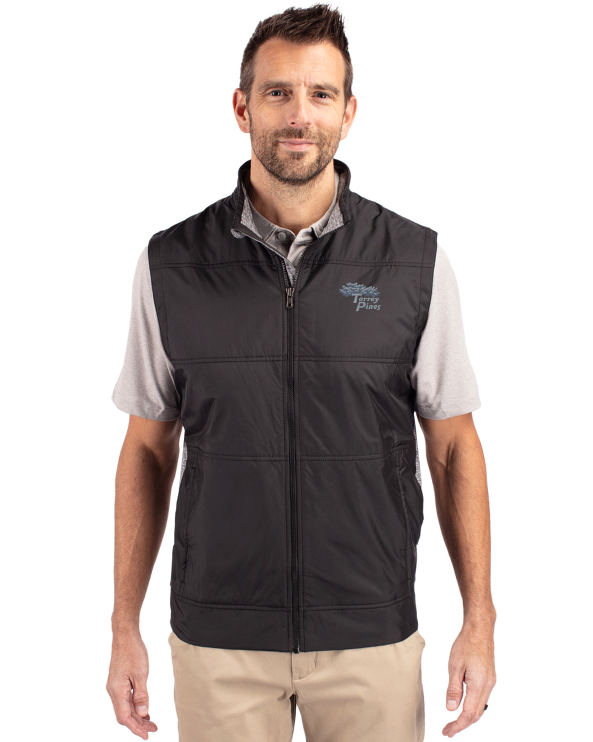 Torrey Pines Cutter & Buck Stealth Recycled Hybrid Quilted Mens Windbreaker Vest - MCC00008-35492