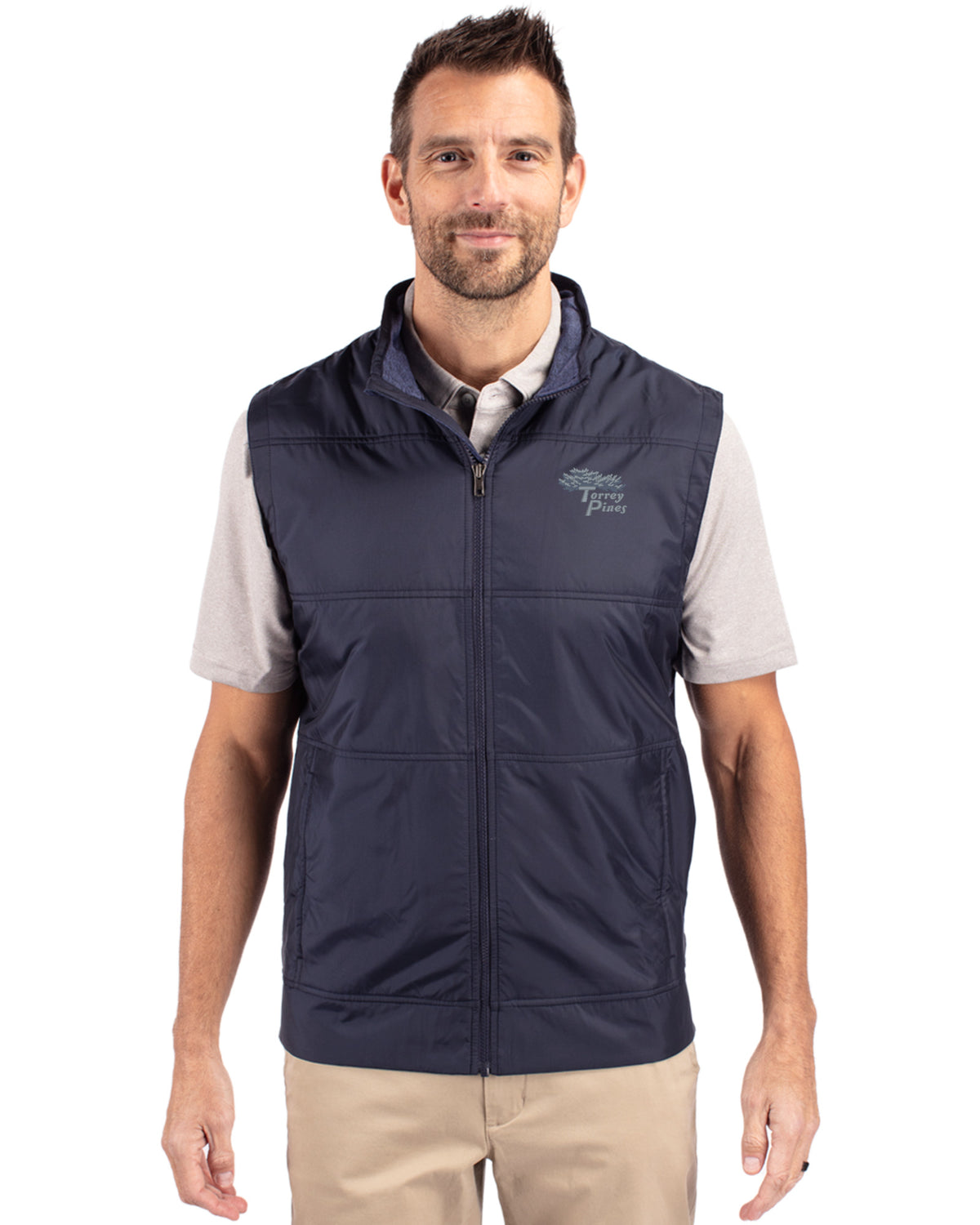 Torrey Pines Cutter & Buck Stealth Recycled Hybrid Quilted Mens Windbreaker Vest - MCC00008-35492
