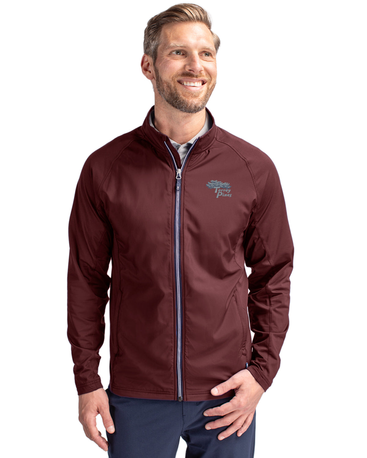 Torrey Pines Cutter & Buck Adapt Recycled Soft Knit Stretch Mens Hybrid Full Zip Jacket - MCC00032-35492