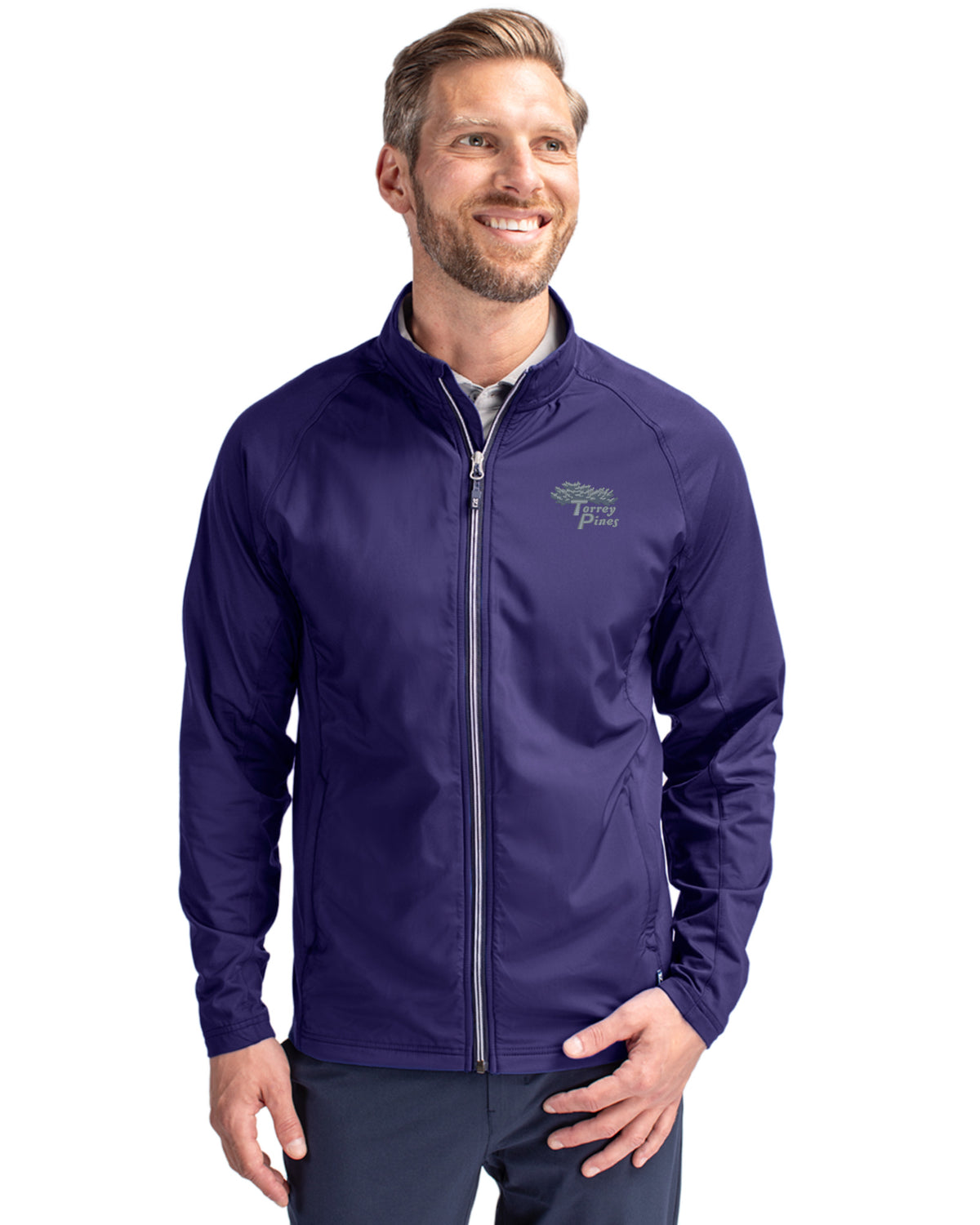 Torrey Pines Cutter & Buck Adapt Recycled Soft Knit Stretch Mens Hybrid Full Zip Jacket - MCC00032-35492