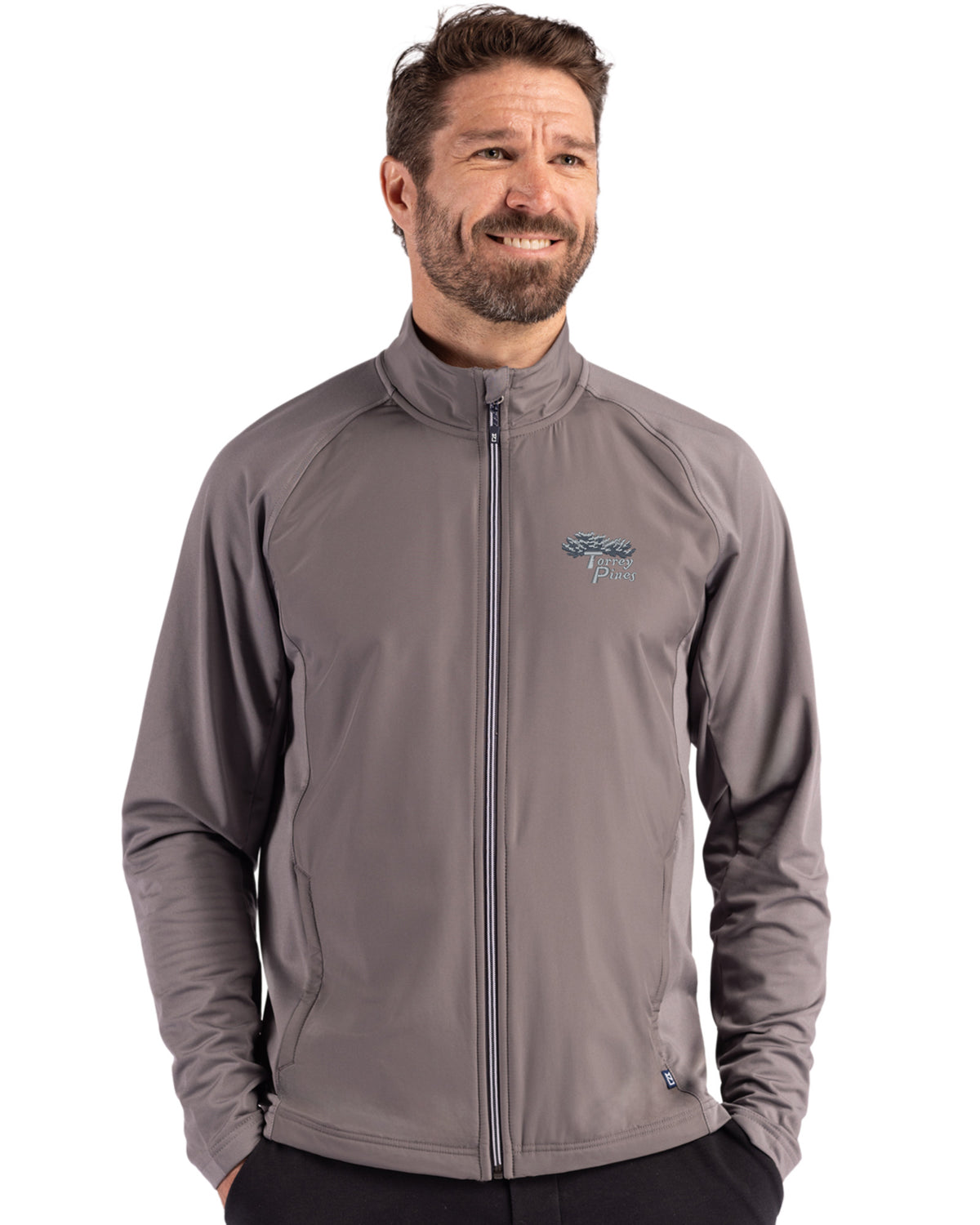 Torrey Pines Cutter & Buck Adapt Recycled Soft Knit Stretch Mens Big & Tall Hybrid Full Zip Jacket