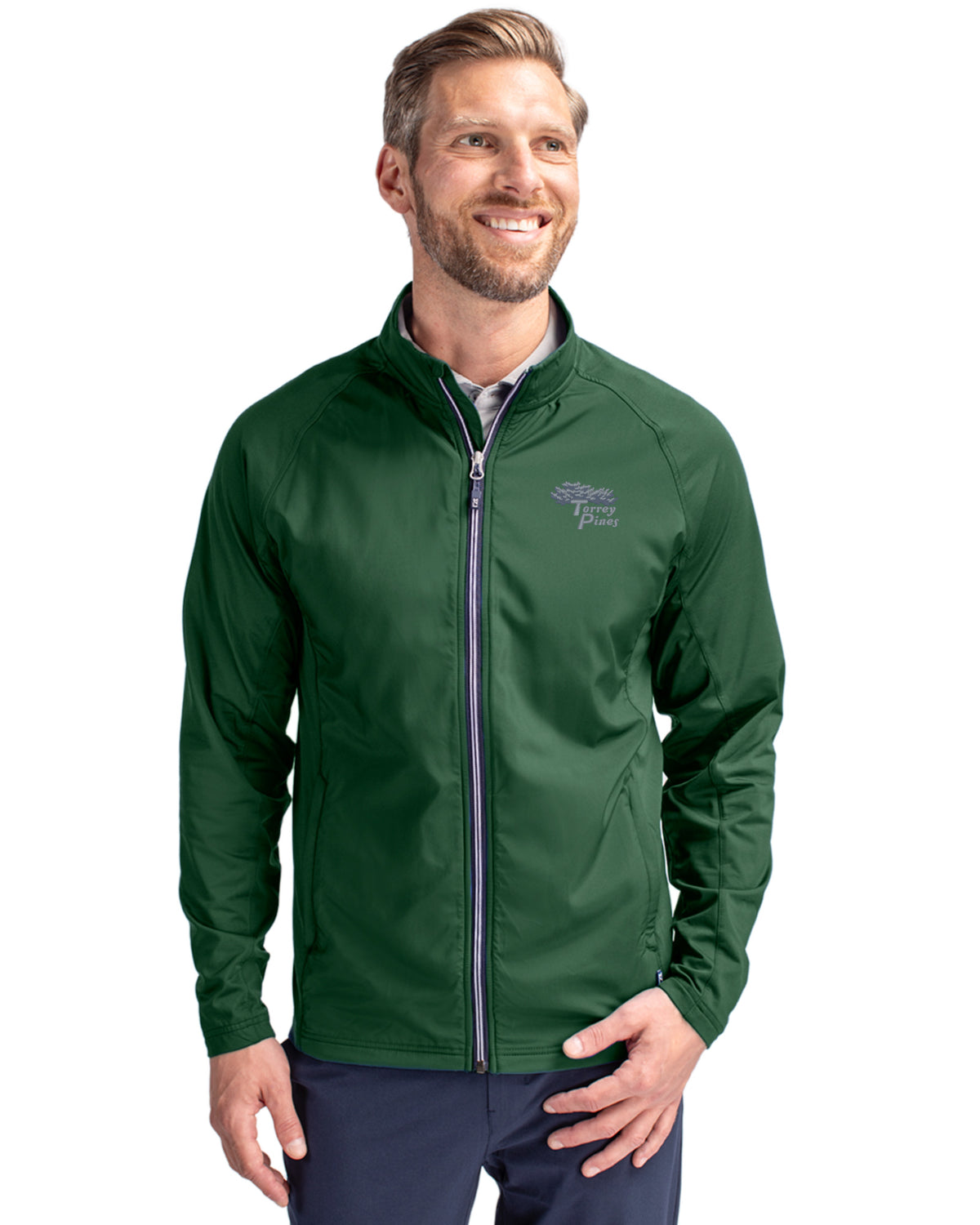 Torrey Pines Cutter & Buck Adapt Recycled Soft Knit Stretch Mens Hybrid Full Zip Jacket - MCC00032-35492