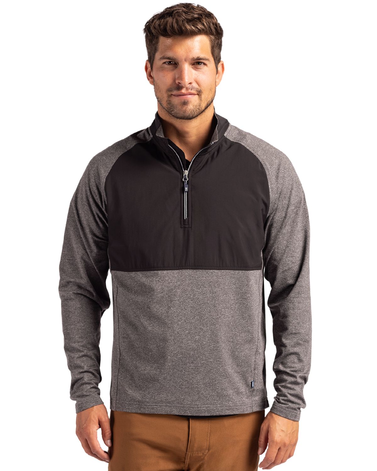 Cutter & Buck Adapt Recycled Soft Knit Stretch Mens Hybrid Quarter Zip Pullover  - MCC00034