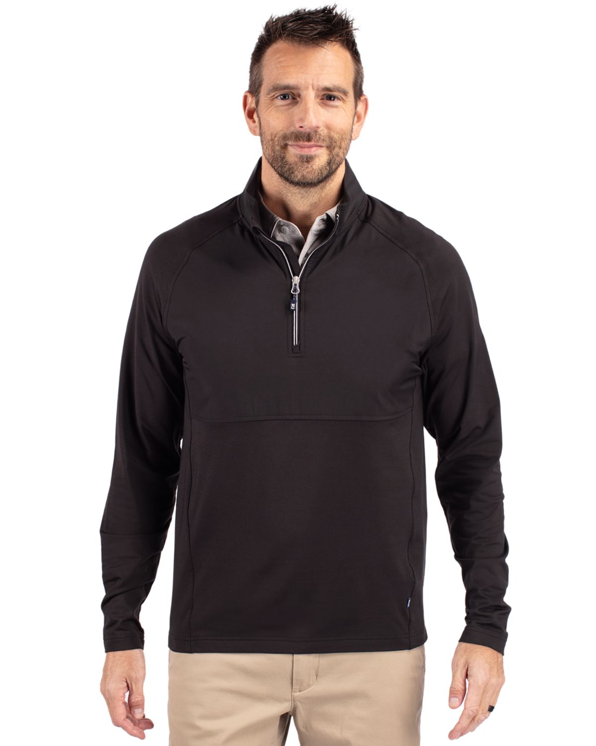 Cutter & Buck Adapt Recycled Soft Knit Stretch Mens Hybrid Quarter Zip Pullover  - MCC00034