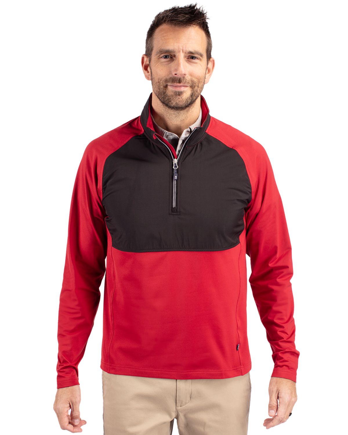 Cutter & Buck Adapt Recycled Soft Knit Stretch Mens Hybrid Quarter Zip Pullover  - MCC00034