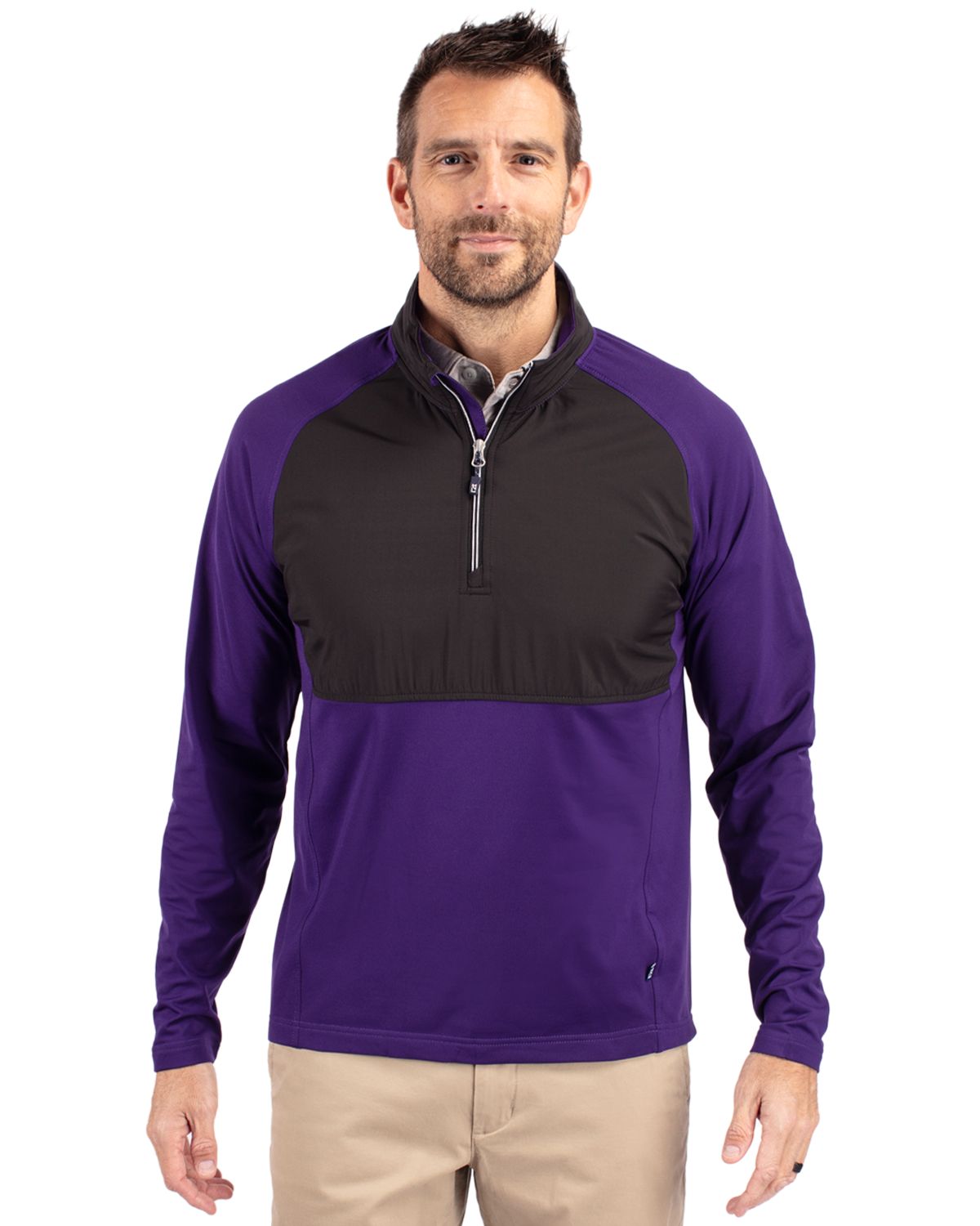 Cutter & Buck Adapt Recycled Soft Knit Stretch Mens Hybrid Quarter Zip Pullover  - MCC00034