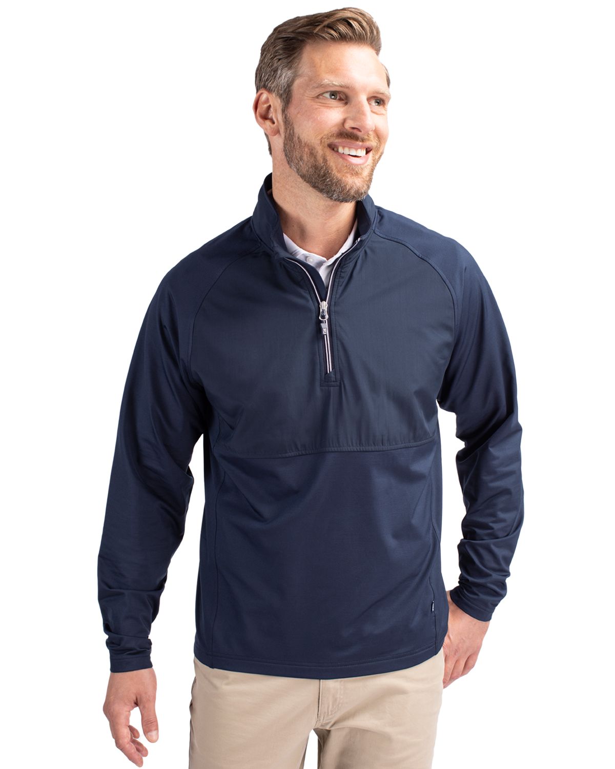 Cutter & Buck Adapt Recycled Soft Knit Stretch Mens Hybrid Quarter Zip Pullover  - MCC00034