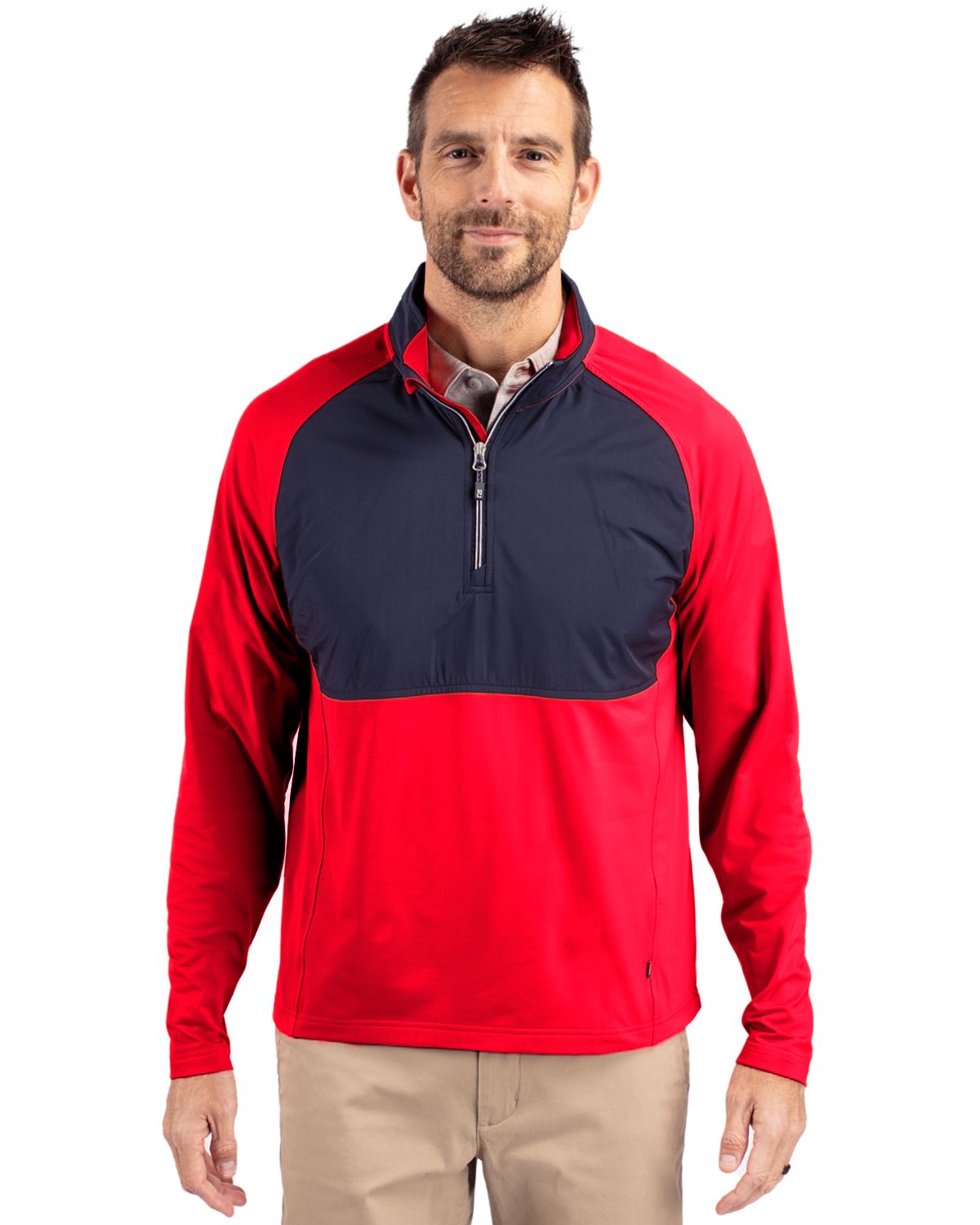 Cutter & Buck Adapt Recycled Soft Knit Stretch Mens Hybrid Quarter Zip Pullover  - MCC00034
