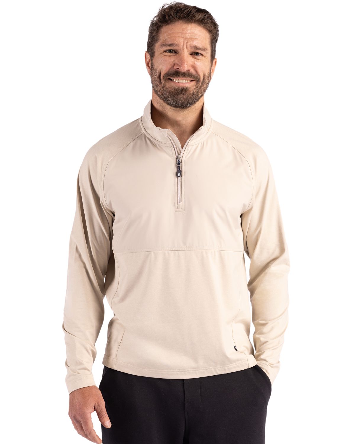 Cutter & Buck Adapt Recycled Soft Knit Stretch Mens Hybrid Quarter Zip Pullover  - MCC00034