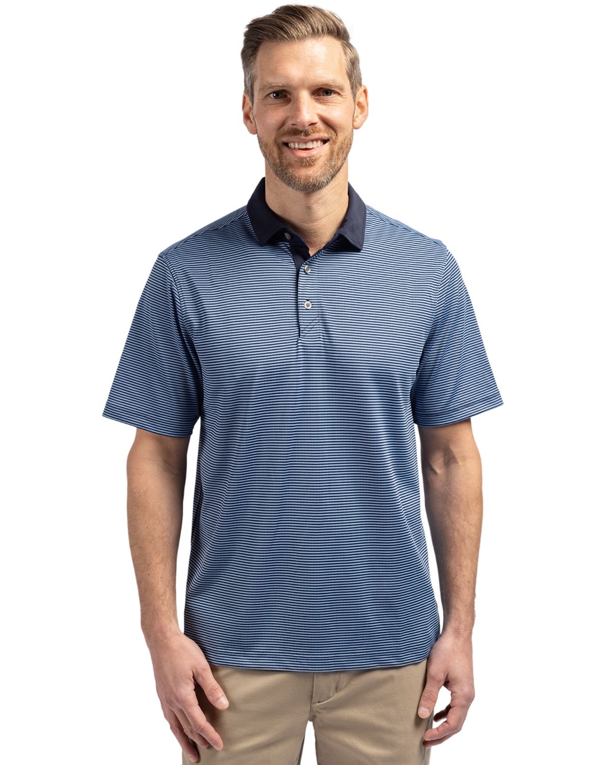 Cutter & Buck Virtue Recycled Micro Stripe Featherlight Pique Mens Polo - MCK00007
