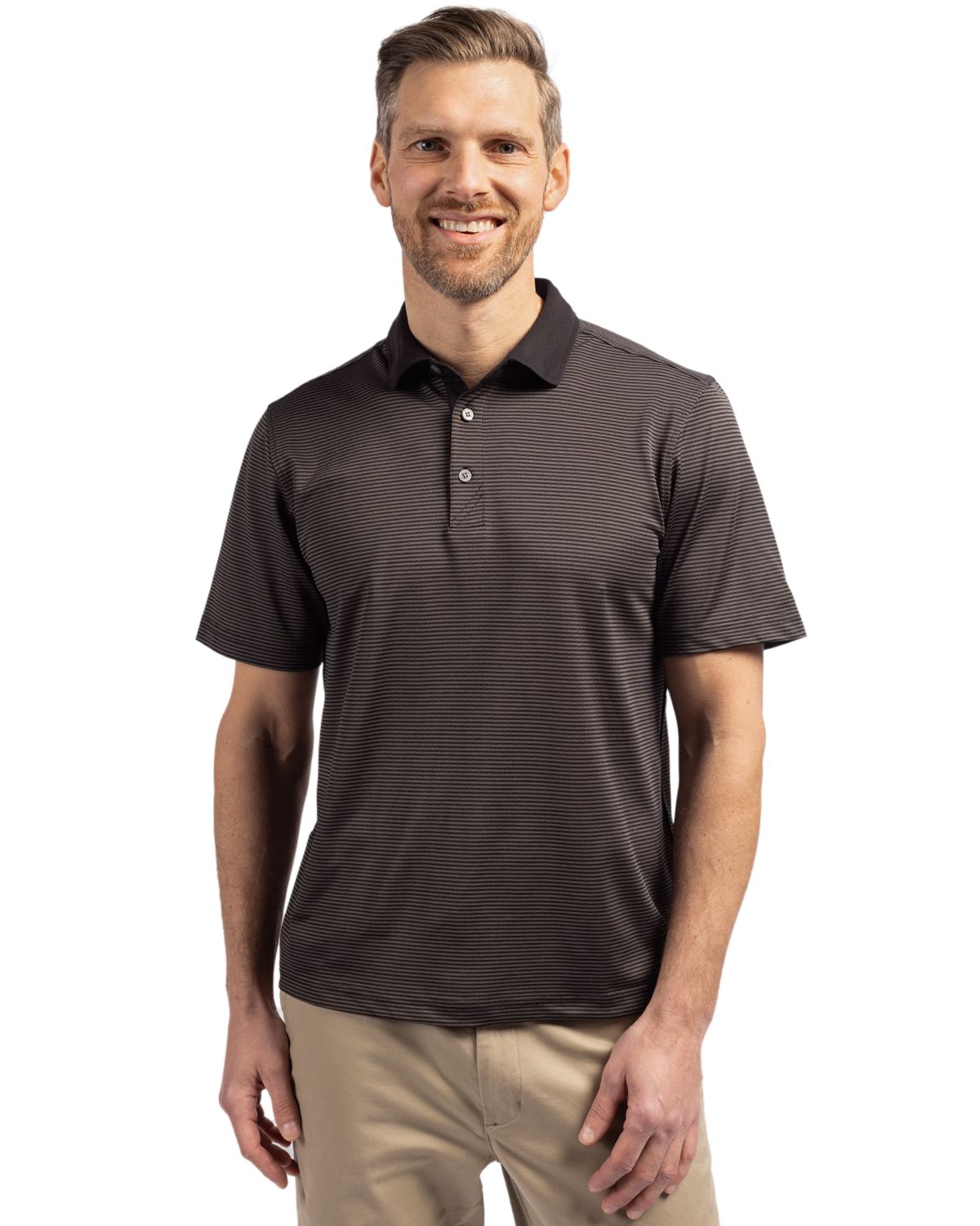 Cutter & Buck Virtue Recycled Micro Stripe Featherlight Pique Mens Polo - MCK00007