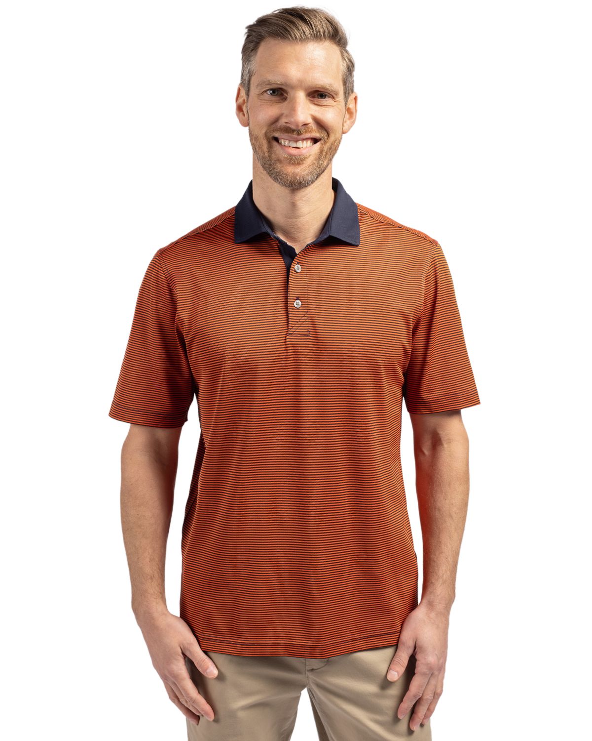 Cutter & Buck Virtue Recycled Micro Stripe Featherlight Pique Mens Polo - MCK00007