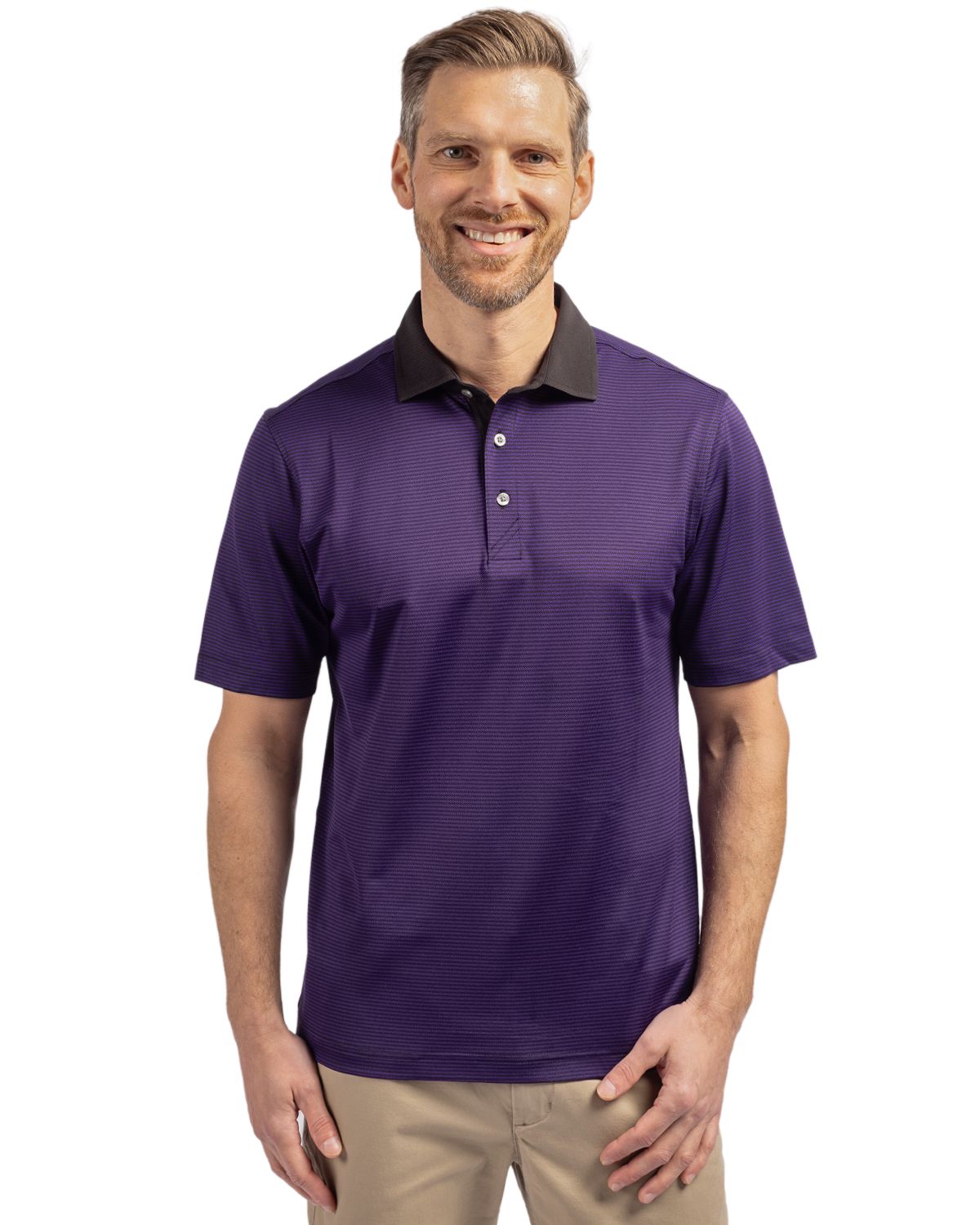 Cutter & Buck Virtue Recycled Micro Stripe Featherlight Pique Mens Polo - MCK00007