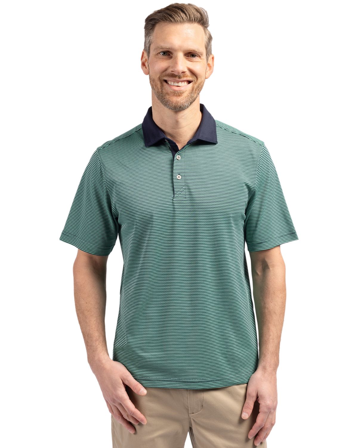 Cutter & Buck Virtue Recycled Micro Stripe Featherlight Pique Mens Polo - MCK00007