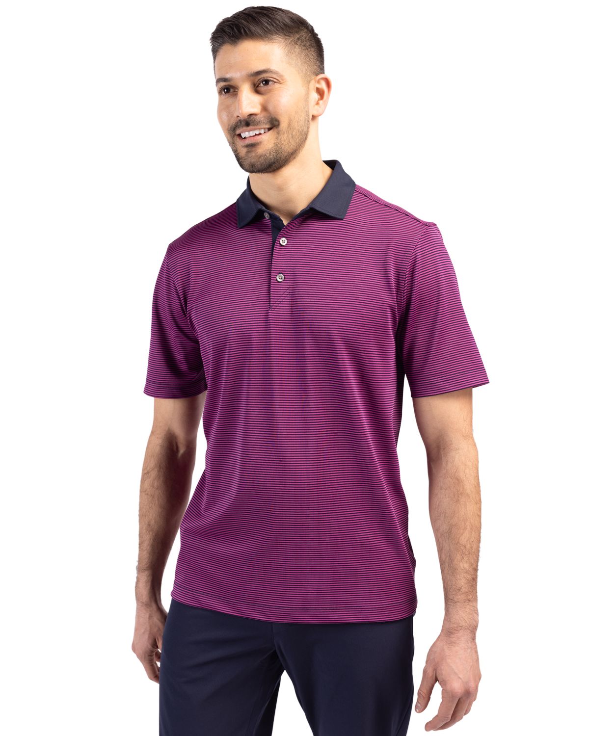 Cutter & Buck Virtue Recycled Micro Stripe Featherlight Pique Mens Polo - MCK00007