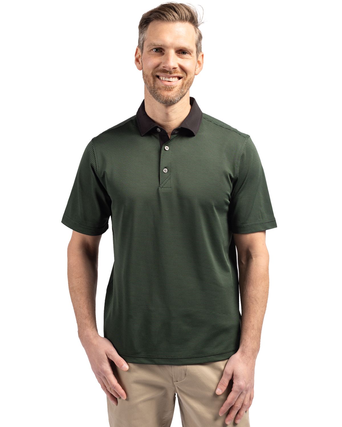 Cutter & Buck Virtue Recycled Micro Stripe Featherlight Pique Mens Polo - MCK00007