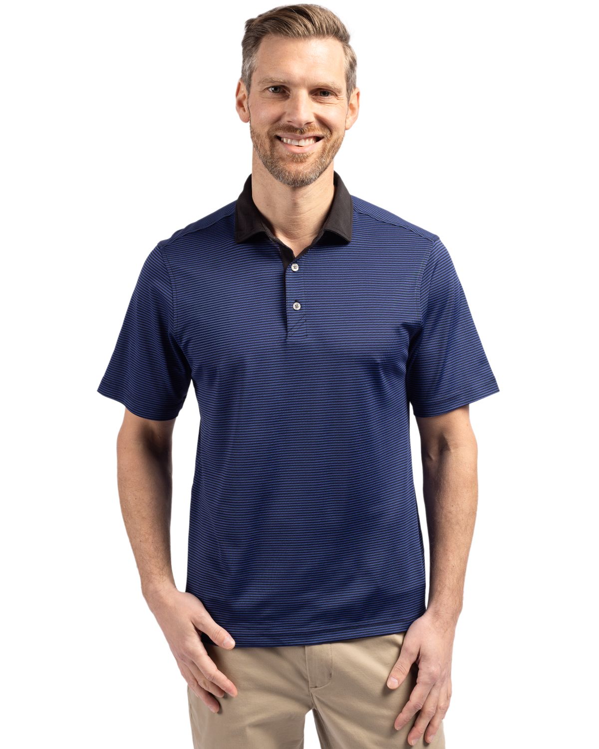 Cutter & Buck Virtue Recycled Micro Stripe Featherlight Pique Mens Polo - MCK00007