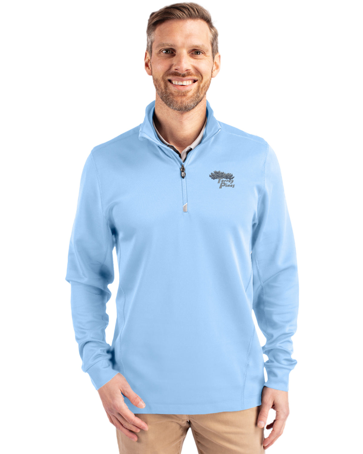 Torrey Pines Cutter & Buck Traverse Recycled Smooth Stretch Mens Quarter Zip Pullover - MCK00067-35492