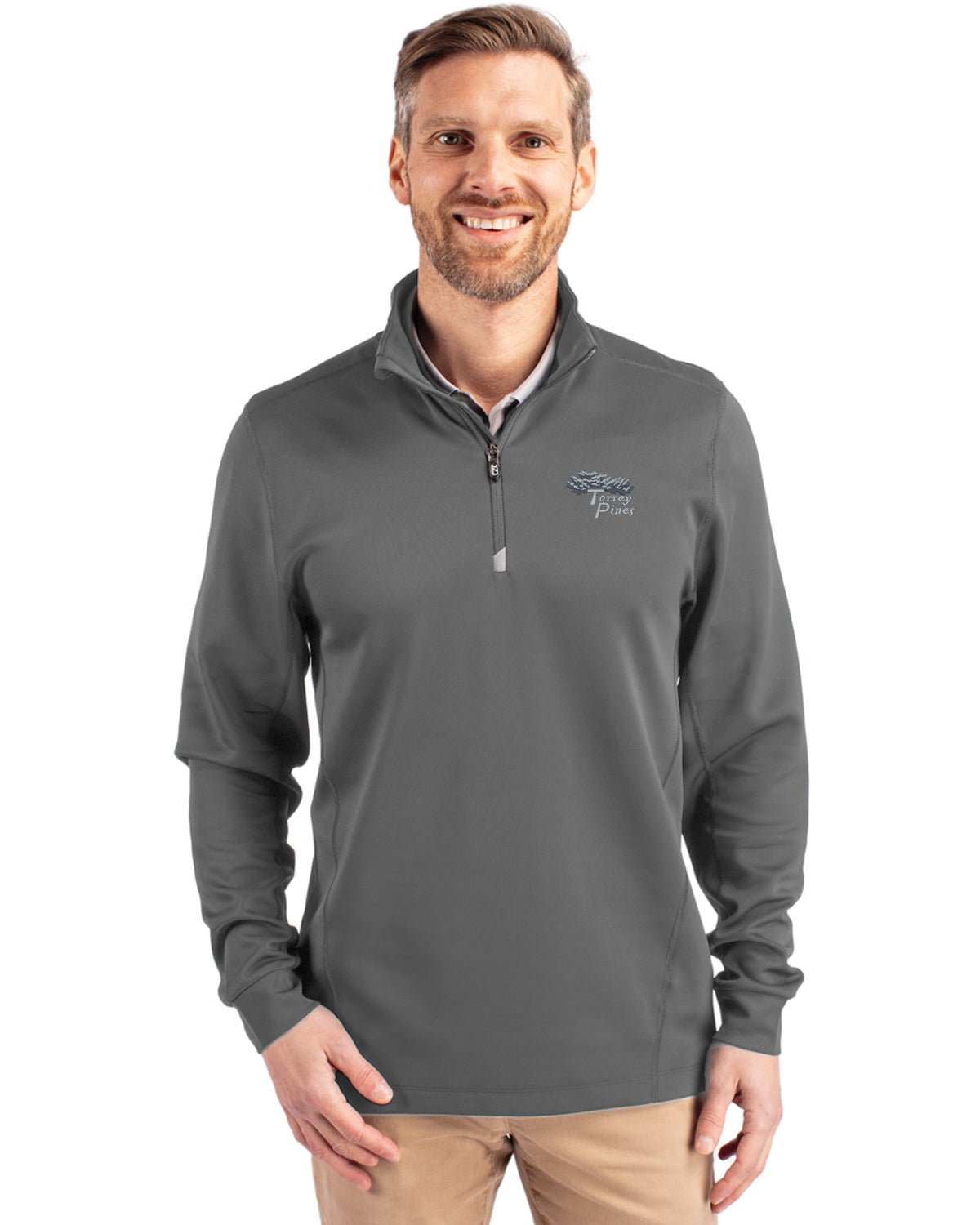 Torrey Pines Cutter & Buck Traverse Recycled Smooth Stretch Mens Big & Tall Quarter Zip Pullover