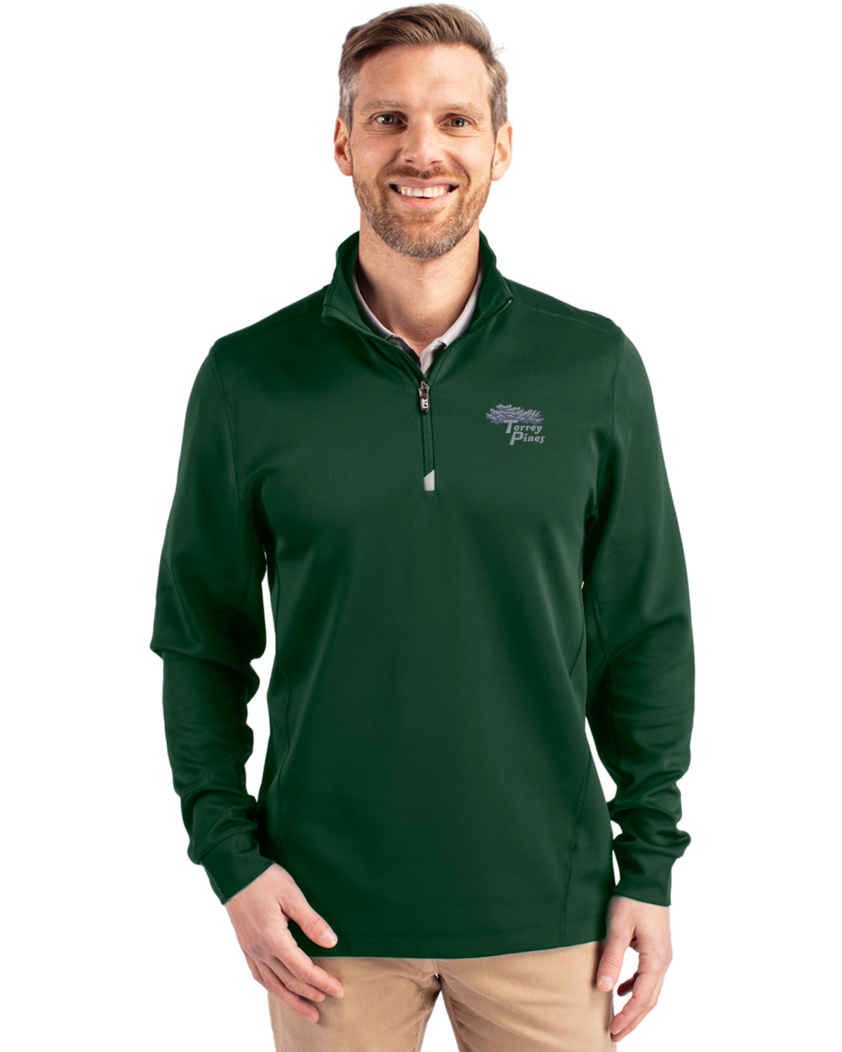 Torrey Pines Cutter & Buck Traverse Recycled Smooth Stretch Mens Quarter Zip Pullover - MCK00067-35492