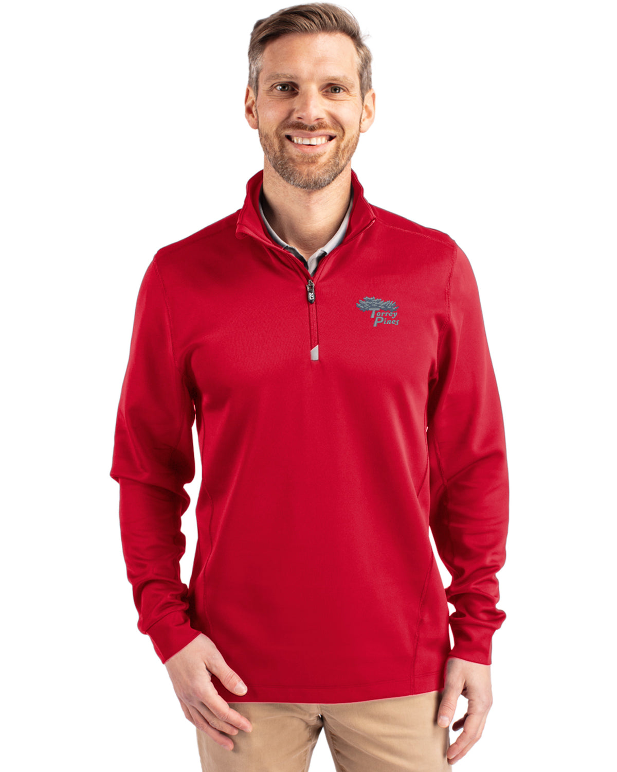 Torrey Pines Cutter & Buck Traverse Recycled Smooth Stretch Mens Quarter Zip Pullover - MCK00067-35492